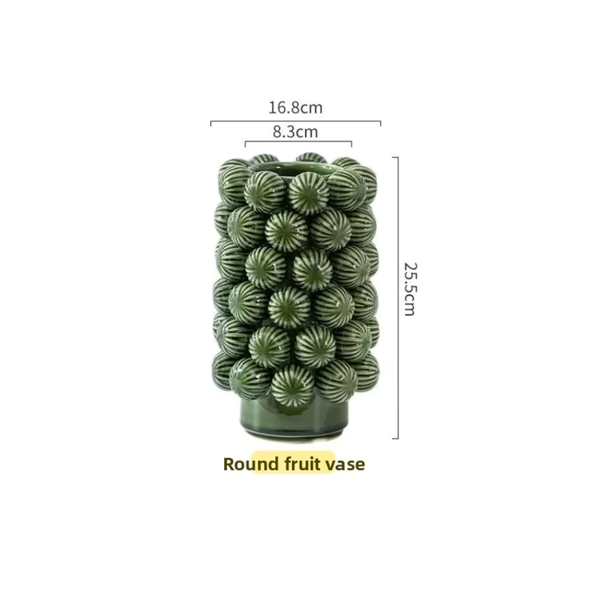 Moderne Keramikvase in Obst-Optik in Grün, minimalistische Dekoration im nordischen Stil für Schnittblumen, B/T/H: 24,5 x 9,6 x 24,5 cm - Bild 2