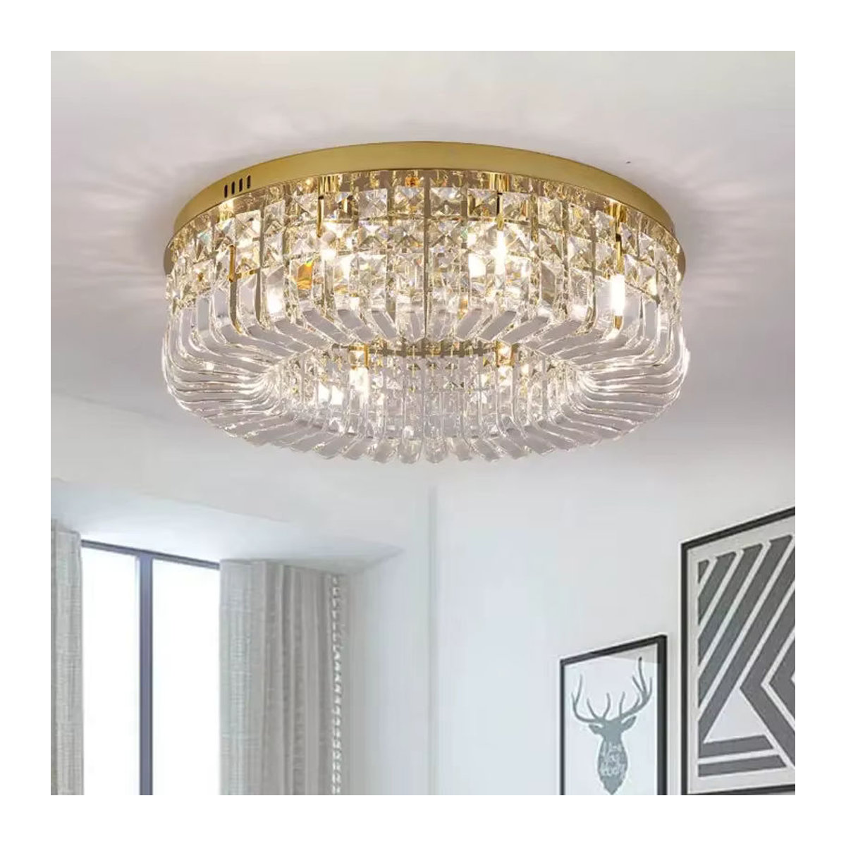 Moderne Kristall Deckenleuchte von meigheiath in Gold und Chrom mit K9 Kristallen für Esszimmer und Wohnzimmer, E14 Fassung - Bild 1