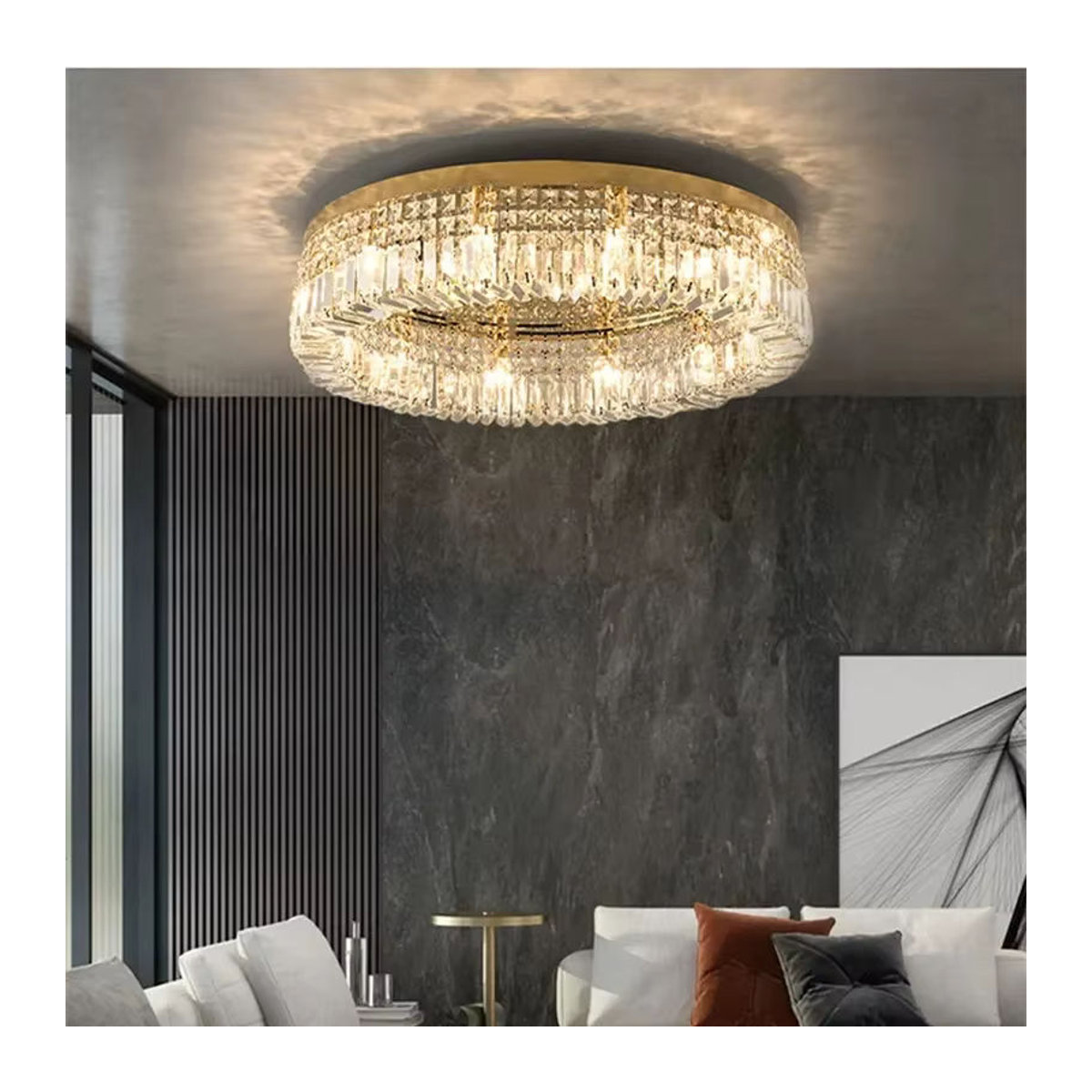 Moderne Kristall Deckenleuchte von meigheiath in Gold und Chrom mit K9 Kristallen für Esszimmer und Wohnzimmer, E14 Fassung - Bild 3