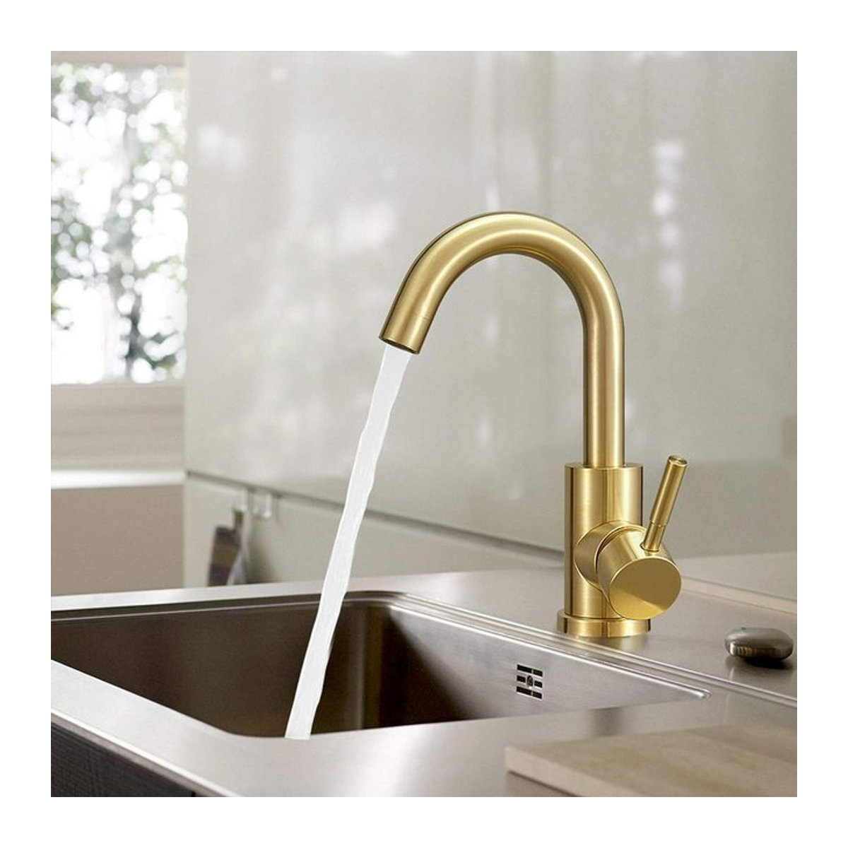 Moderne Küchenarmatur aus Edelstahl 304 in Gold für Heiß- und Kaltwasser - Bild 1