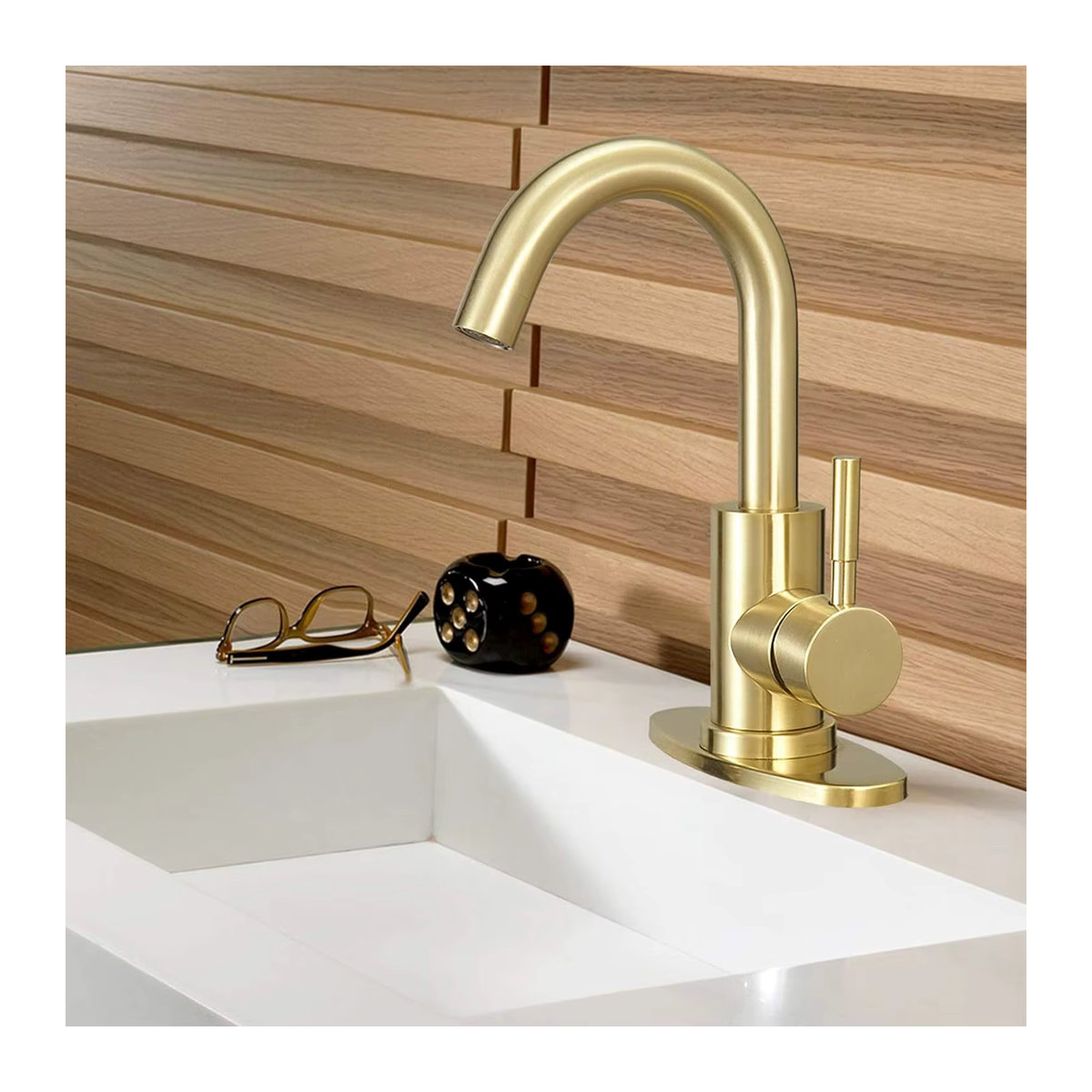 Moderne Küchenarmatur aus Edelstahl 304 in Gold für Heiß- und Kaltwasser - Bild 3