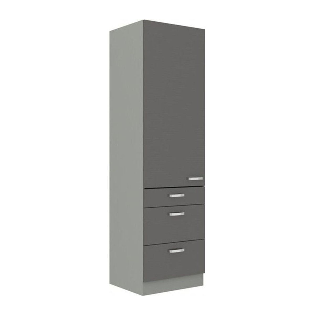 Moderne Küchenzeile Grey mit Hochschrank Bianca in Grau Hochglanz, Breite: 60 cm, Höhe: 210 cm - Bild 2