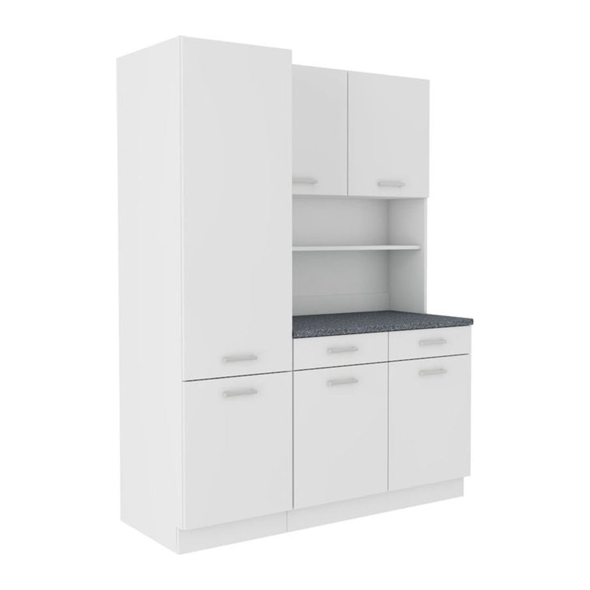 Moderne Küchenzeile Mario Buffet in Weiß mit Drehtüren, Breite: 150 cm - Bild 1