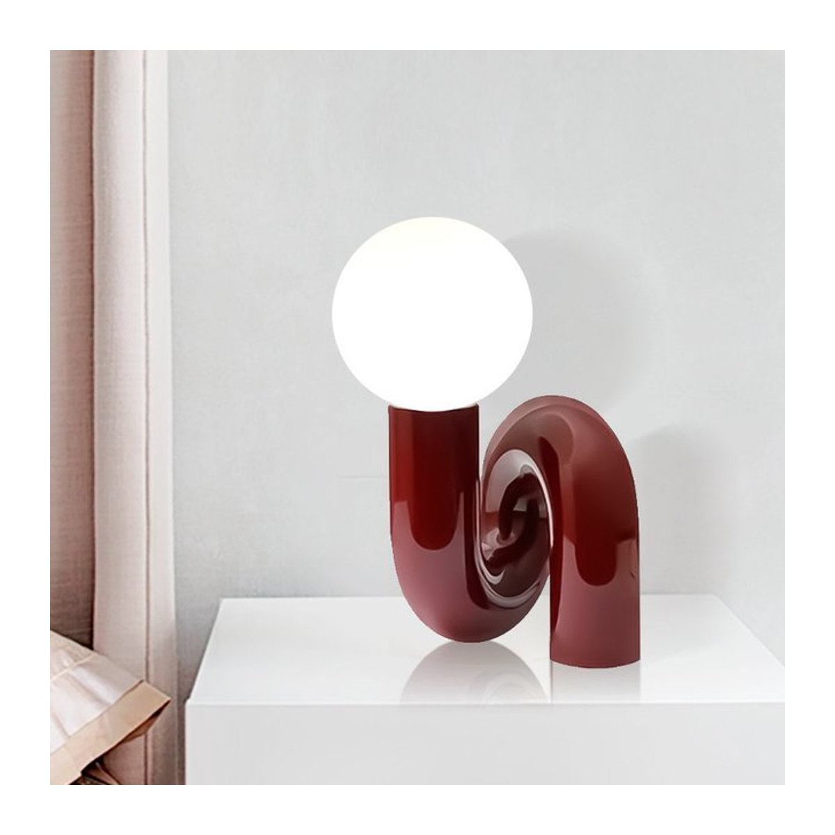Moderne kugelförmige Tischlampe aus Glas von xiuxiu in Rot, minimalistisches Design für Wohnzimmer und Schlafzimmer - Bild 1