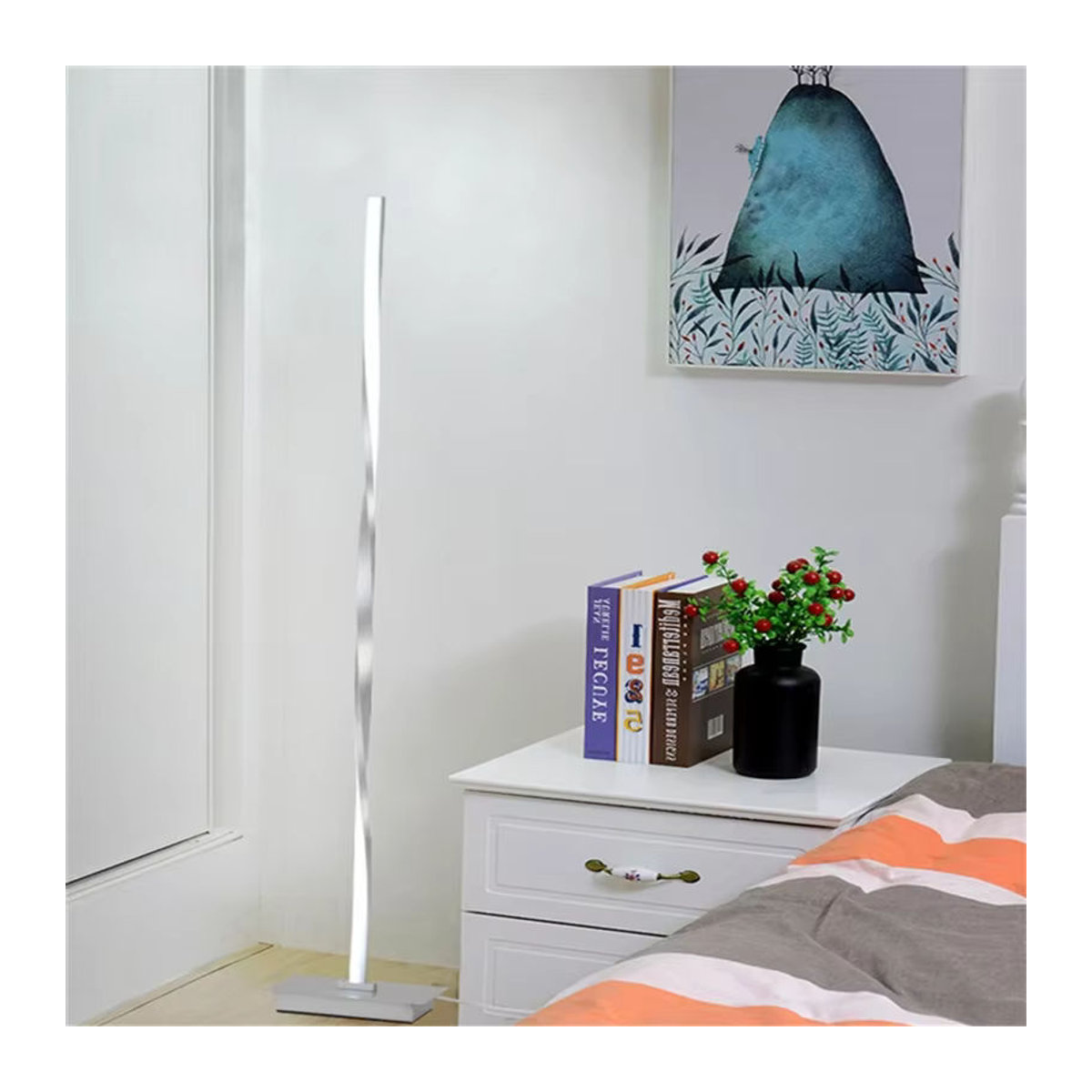 Moderne Lava Corki LED Standleuchte in Silber für Wohnzimmer und Büro - Bild 3
