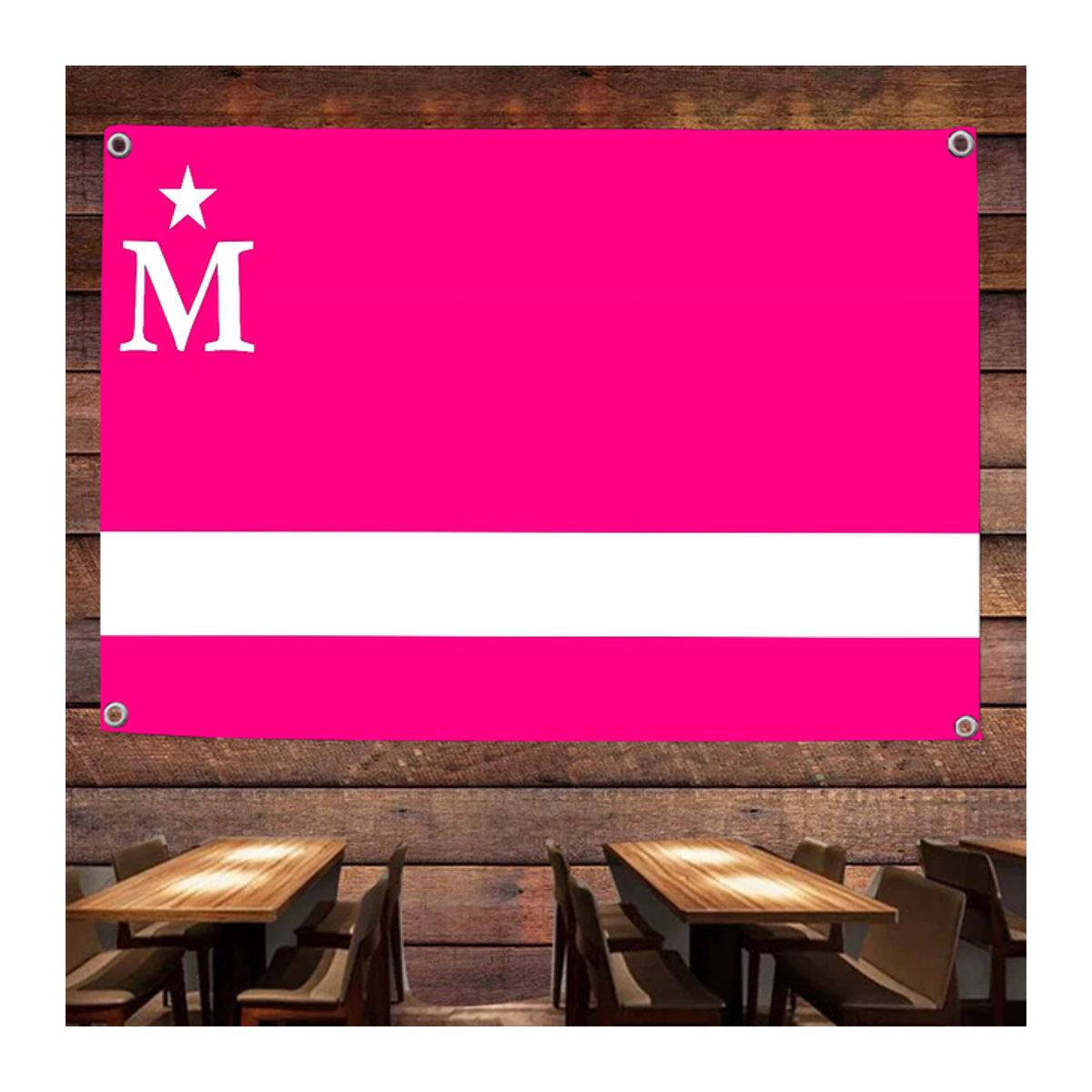 Moderne Leben Flagge Moderdonia in Rosa mit Sternen und Streifen, Rechteckige Polyester-Outdoor-Flagge mit 4 Löchern, B/H: 70 x 50 cm - Bild 1