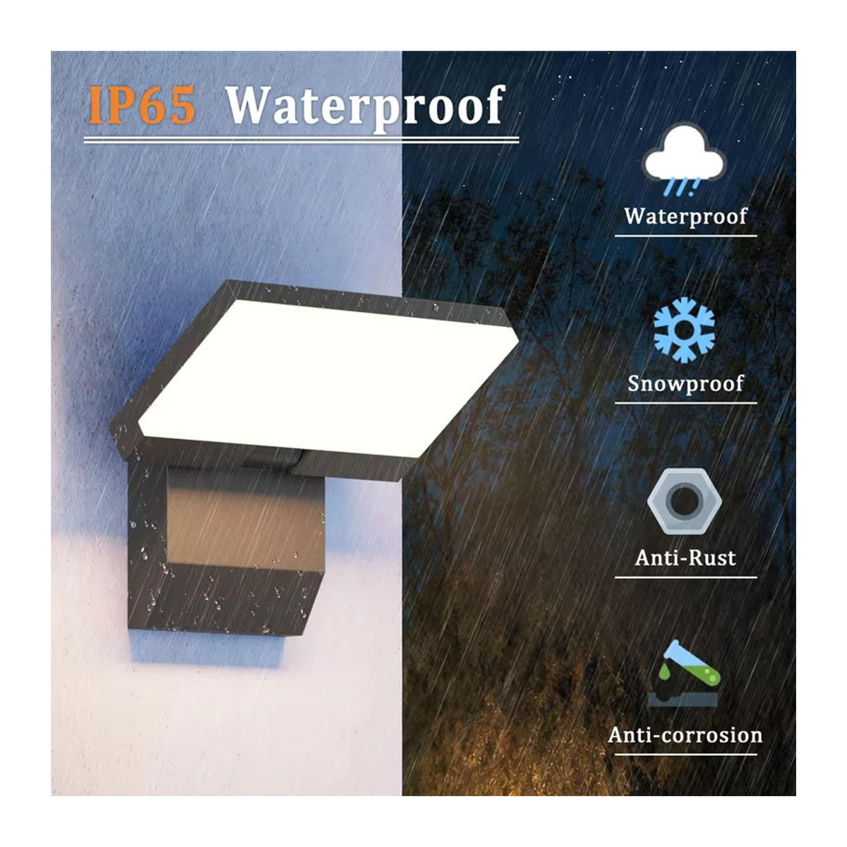 Moderne LED Außenwandleuchte aus Aluminium in Schwarz mit IP65 Wasserdichtigkeit und Sensor - Bild 2