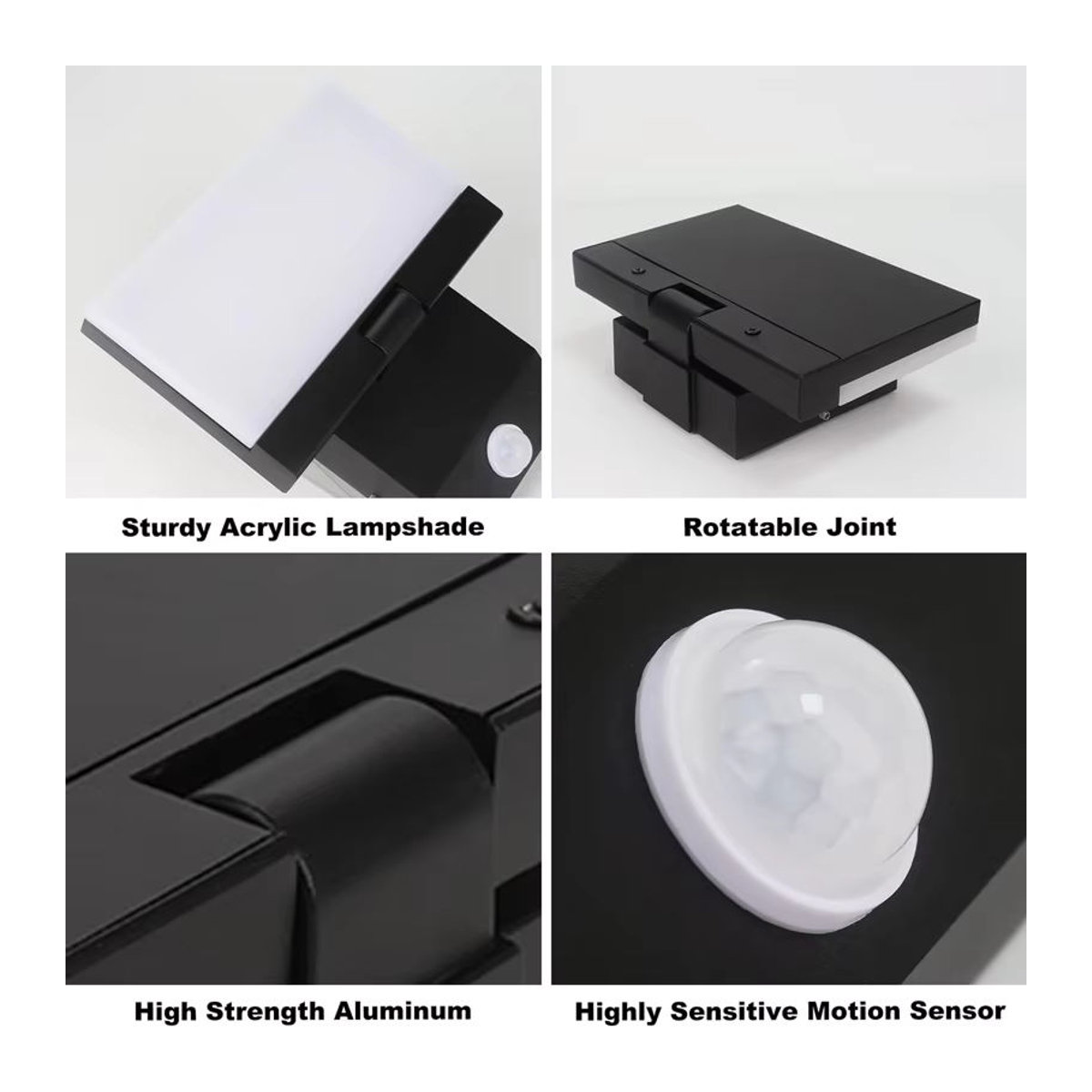 Moderne LED Außenwandleuchte aus Aluminium in Schwarz mit IP65 Wasserdichtigkeit und Sensor - Bild 5