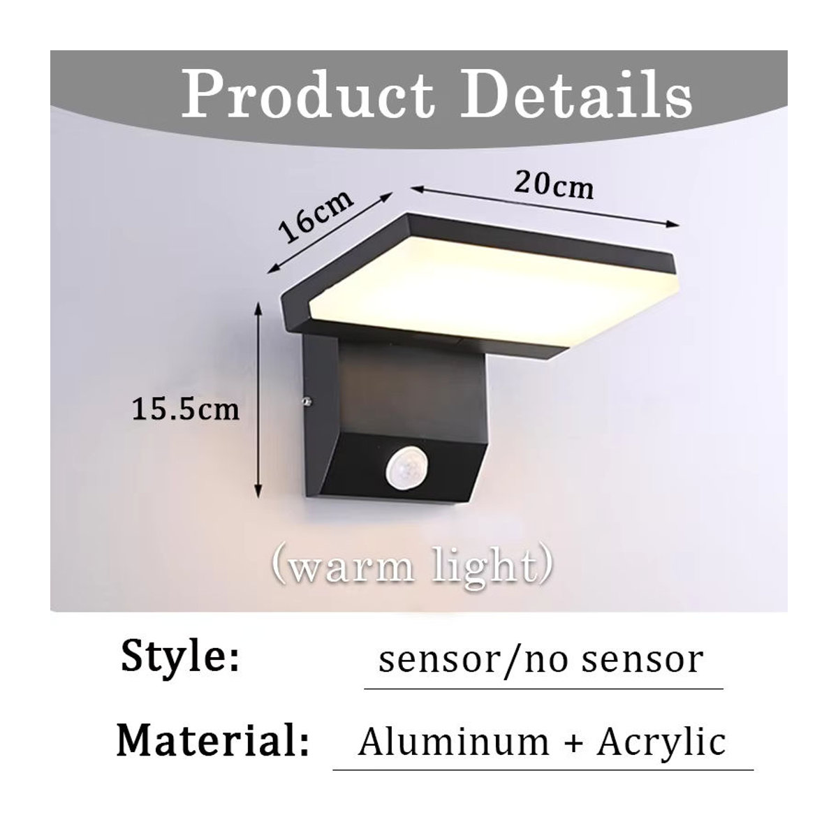 Moderne LED Außenwandleuchte aus Aluminium in Schwarz mit IP65 Wasserdichtigkeit und Sensor - Bild 6