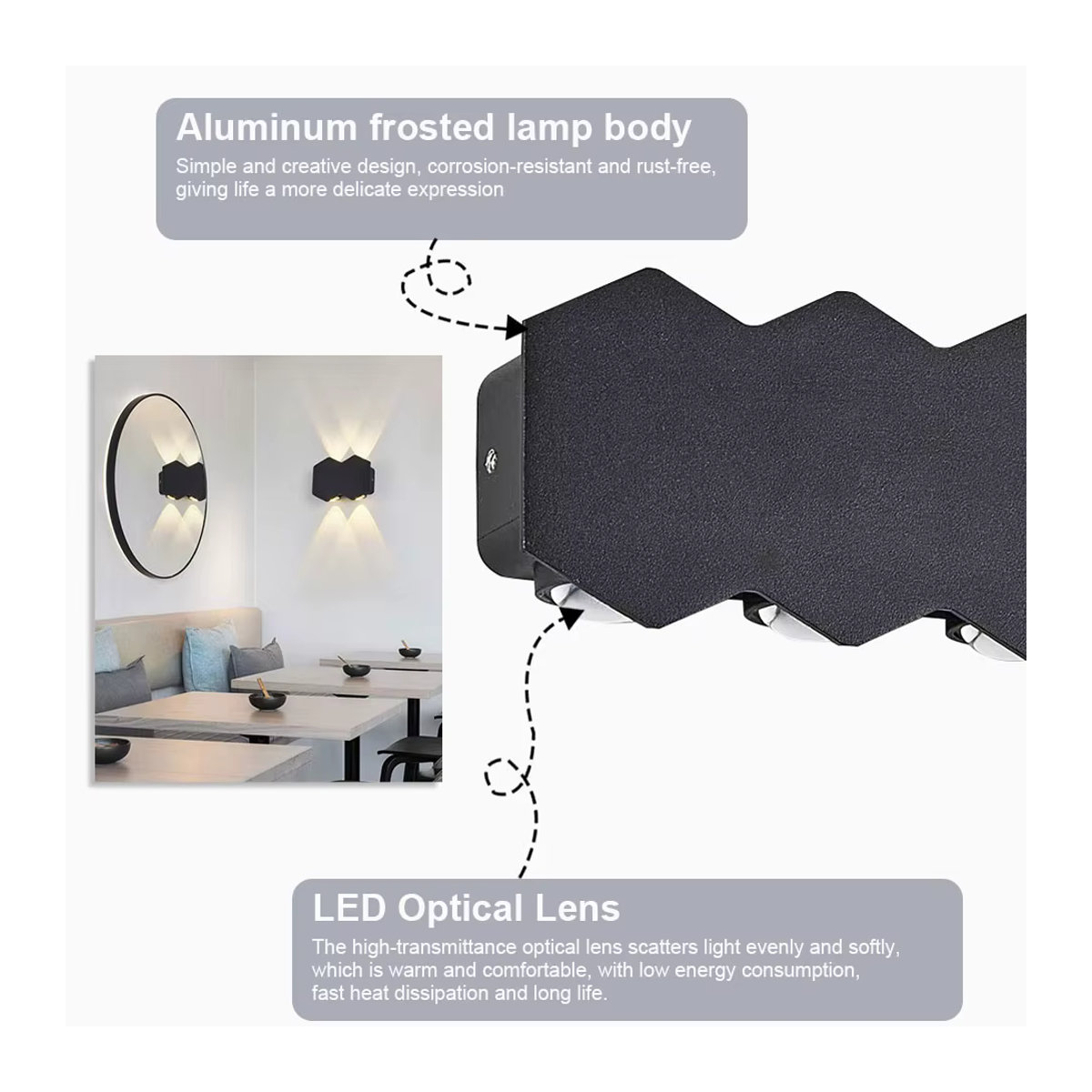Moderne LED Außenwandleuchte aus Aluminium in Schwarz mit IP66 Wasserdichtigkeit - Bild 3