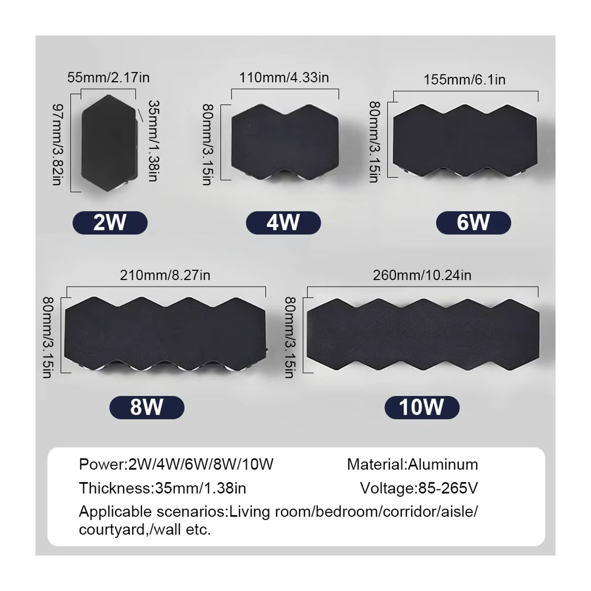 Moderne LED Außenwandleuchte aus Aluminium in Schwarz mit IP66 Wasserdichtigkeit - Bild 4