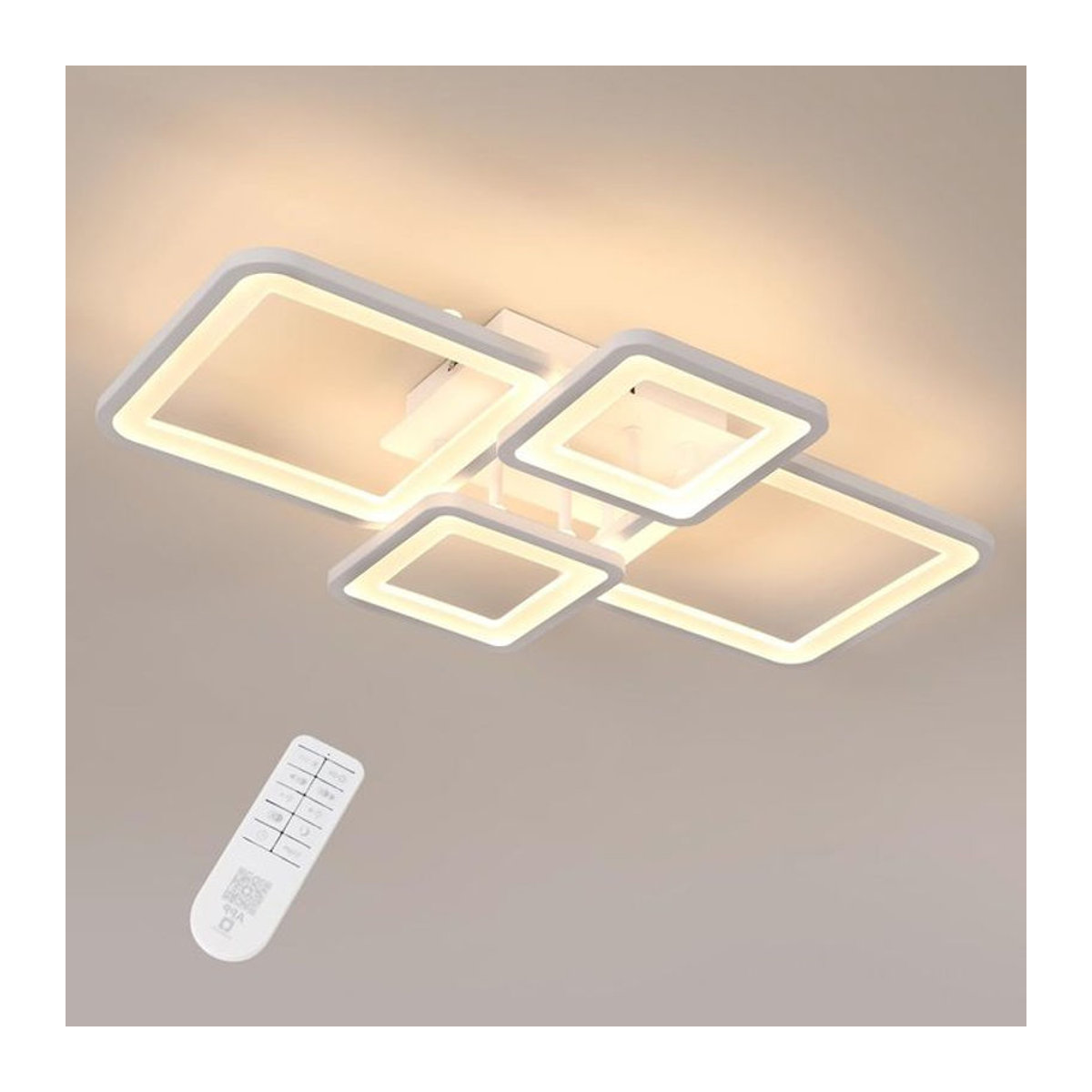 Moderne LED Deckenlampe aus Acryl in Weiß mit Fernbedienung und dimmbarer Lichtfarbe 3000K-6500K - Bild 1