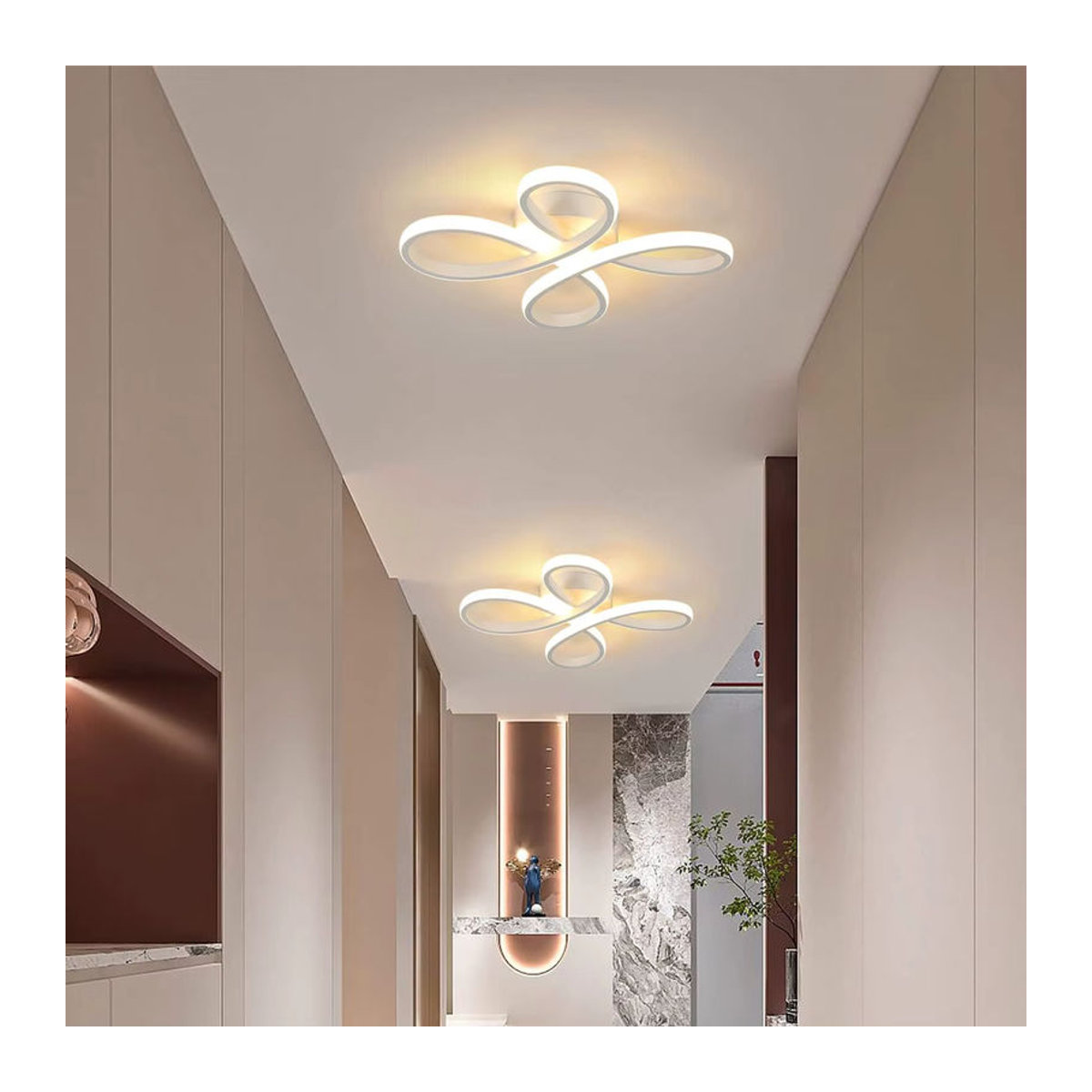 Moderne LED-Deckenlampe in Blumenform aus Aluminium, Weiß, 30 W, Warmweißes Licht - Bild 3