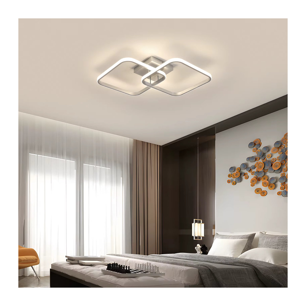 Moderne LED Deckenlampe in Schwarz im skandinavischen Design mit zwei Quadraten - Bild 2