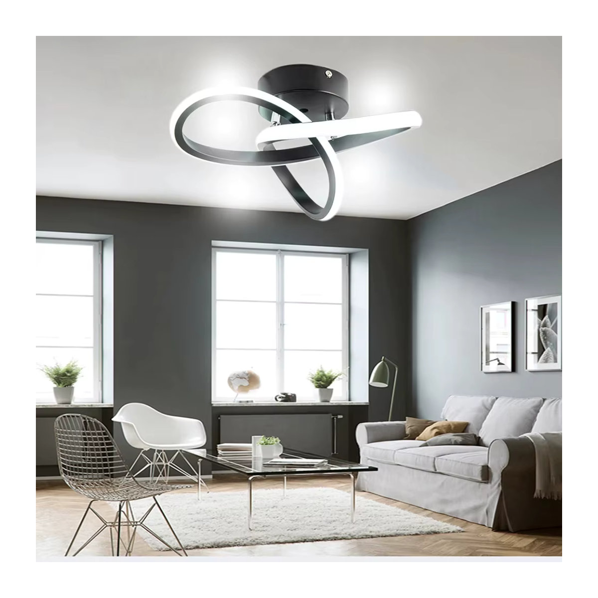 Moderne LED-Deckenlampe in Schwarz mit 20 W und dimmbarer Lichtfarbe, Durchmesser: 25 cm - Bild 3