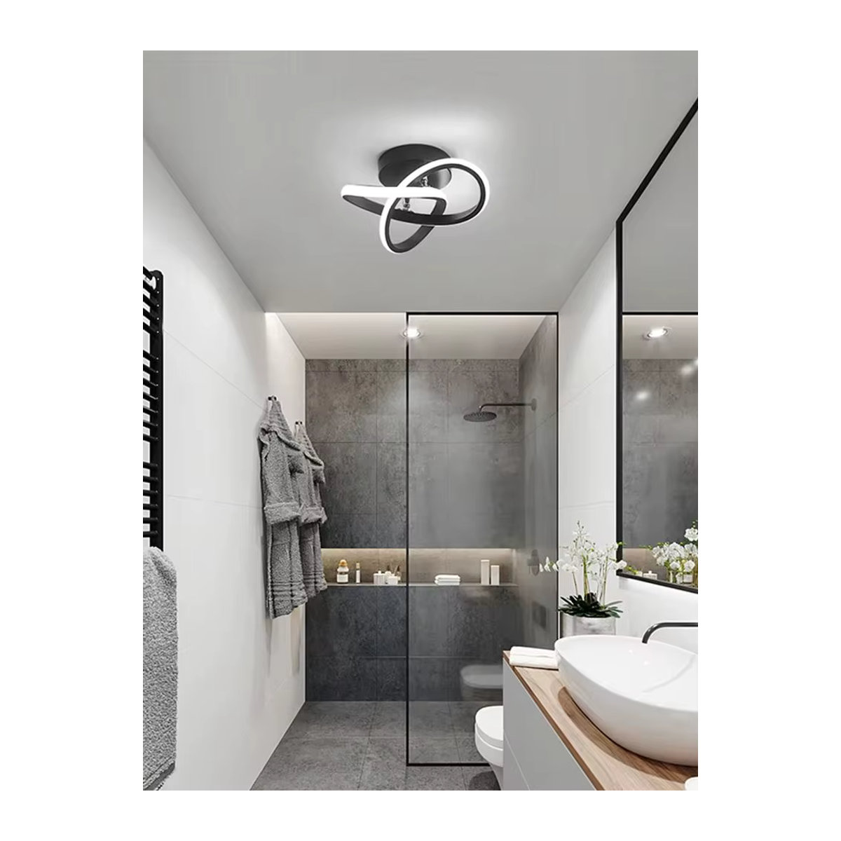 Moderne LED-Deckenlampe in Schwarz mit 20 W und dimmbarer Lichtfarbe, Durchmesser: 25 cm - Bild 6