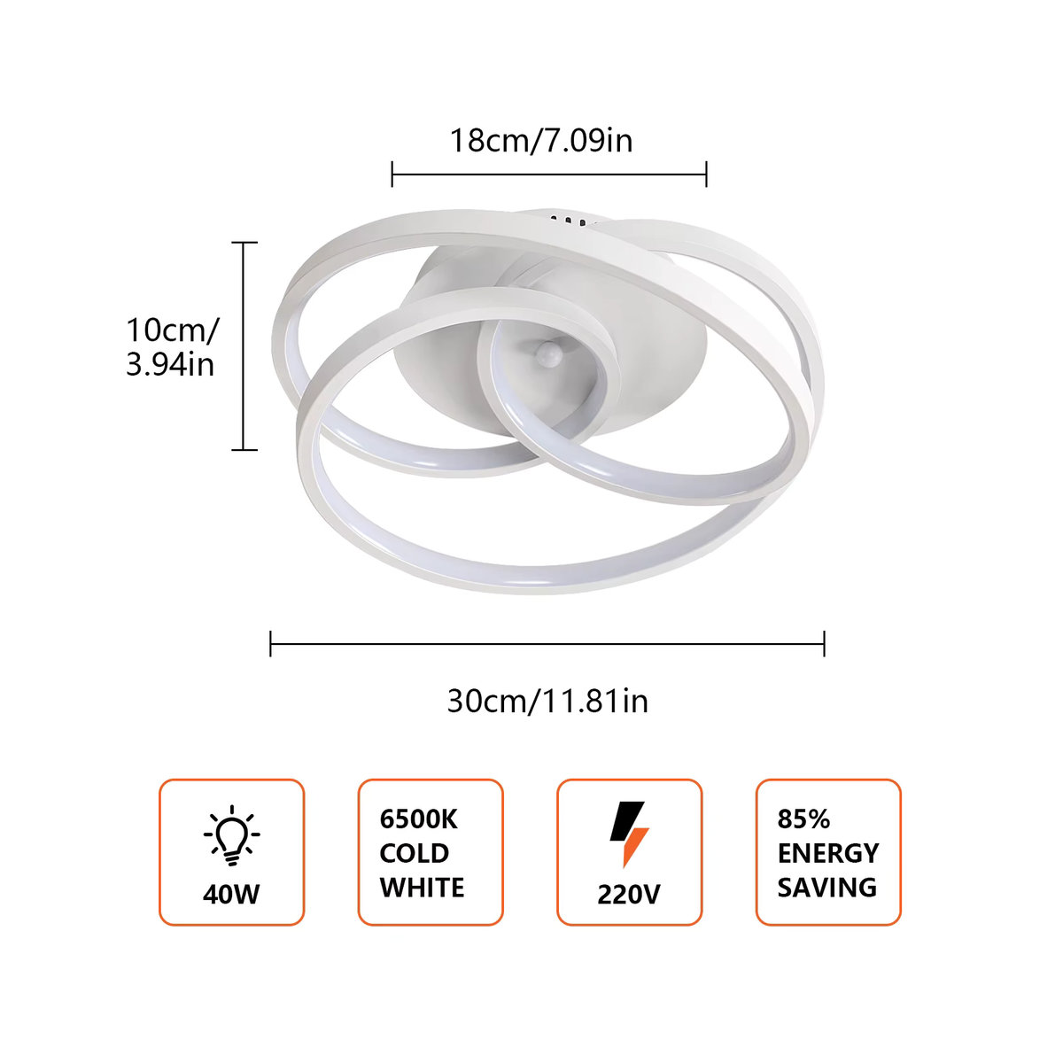 Moderne LED-Deckenlampe in Weiß mit 40W und Kaltweißem Licht im Ringdesign - Bild 2