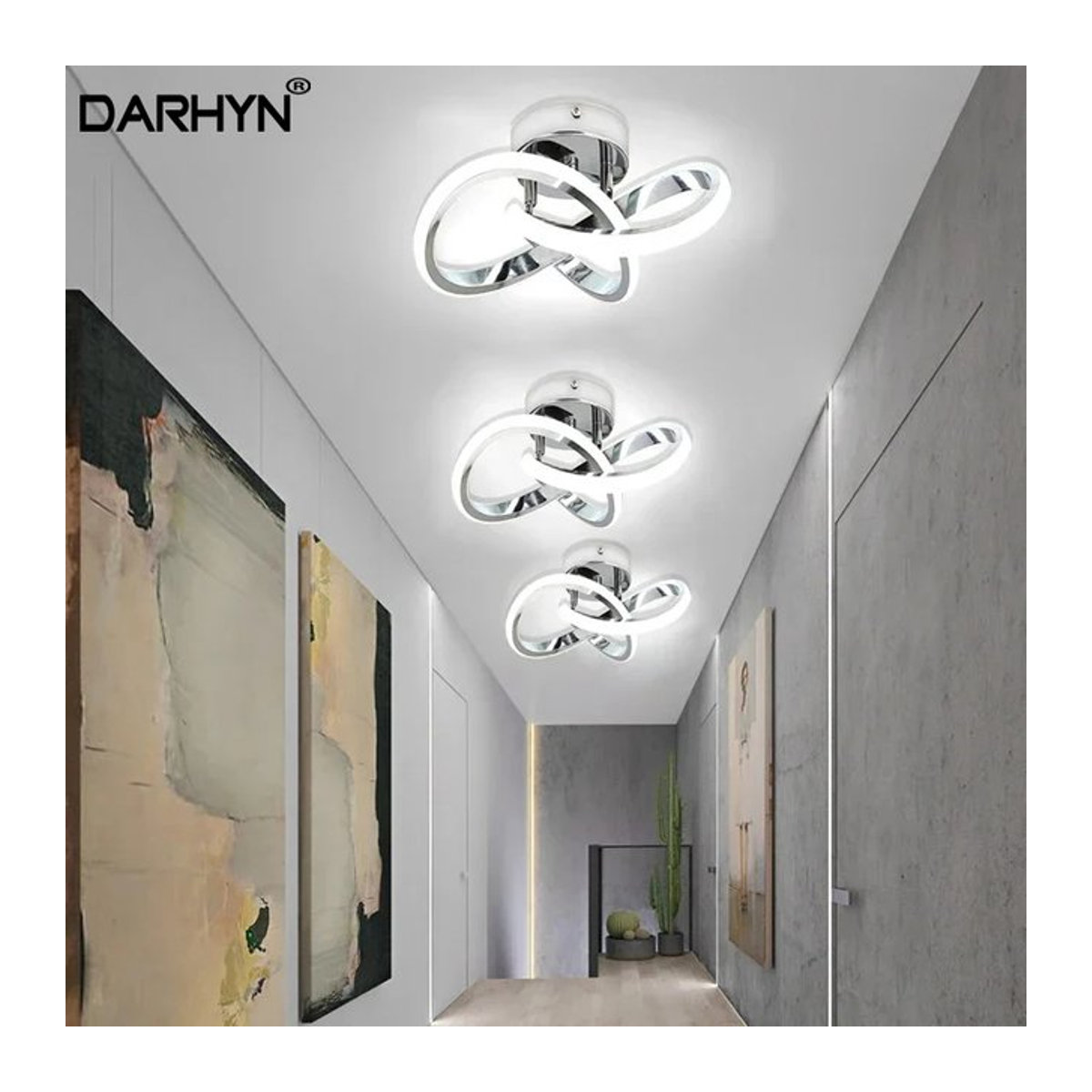 Moderne LED-Deckenlampe von DARHYN aus Aluminium in Chrom - Bild 1