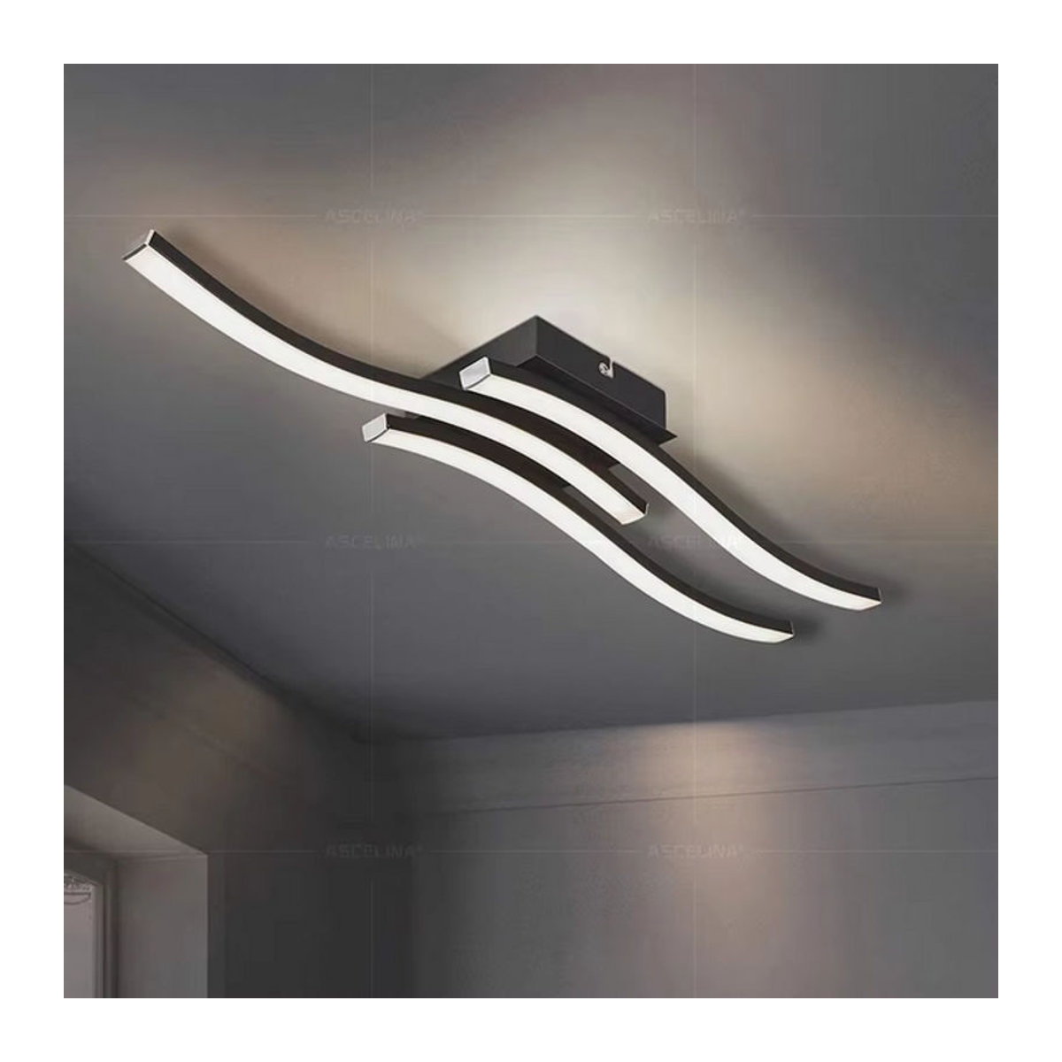 Moderne LED-Deckenlampe von DARHYN in Schwarz aus Aluminium mit Wellenform - Bild 1