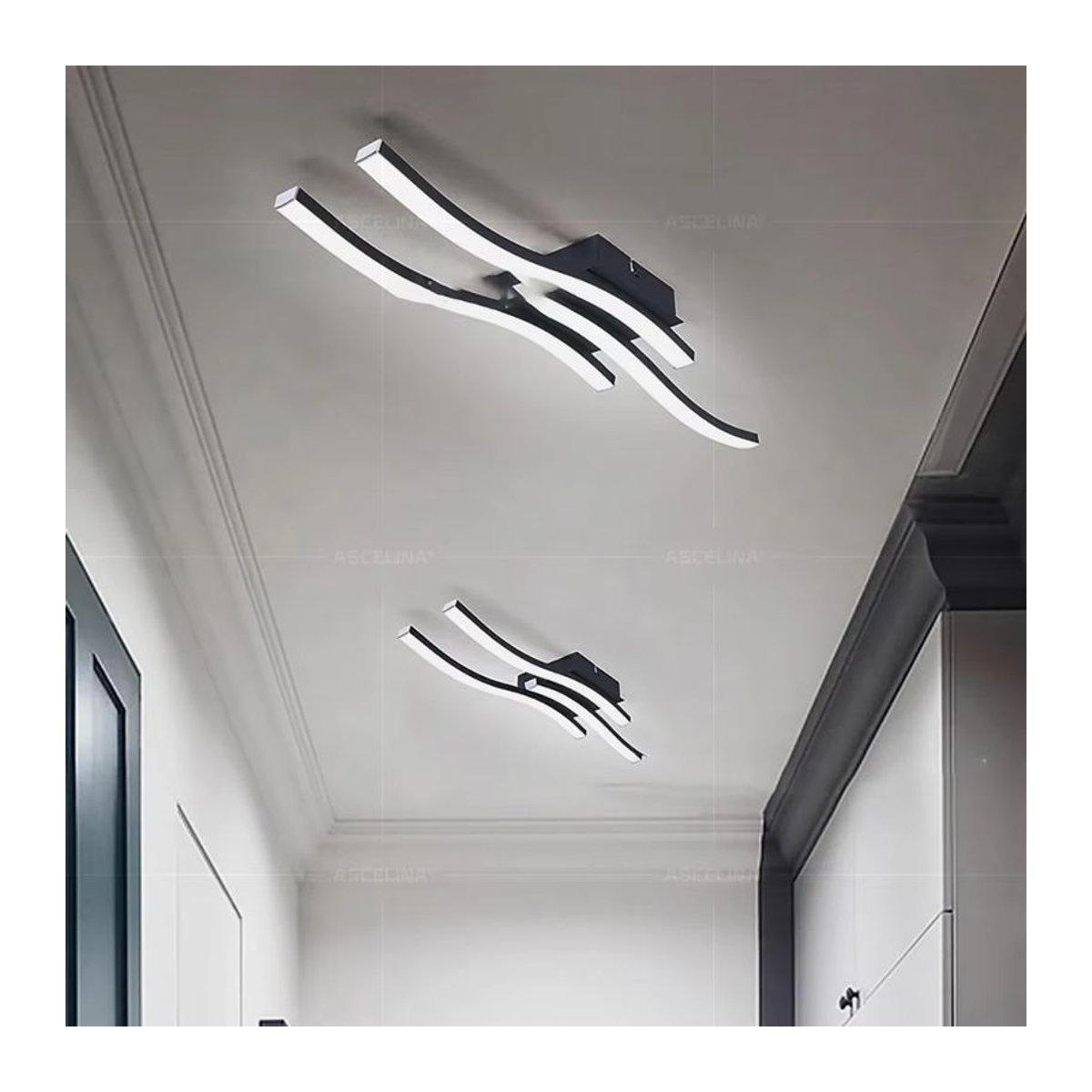 Moderne LED-Deckenlampe von DARHYN in Schwarz aus Aluminium mit Wellenform - Bild 2