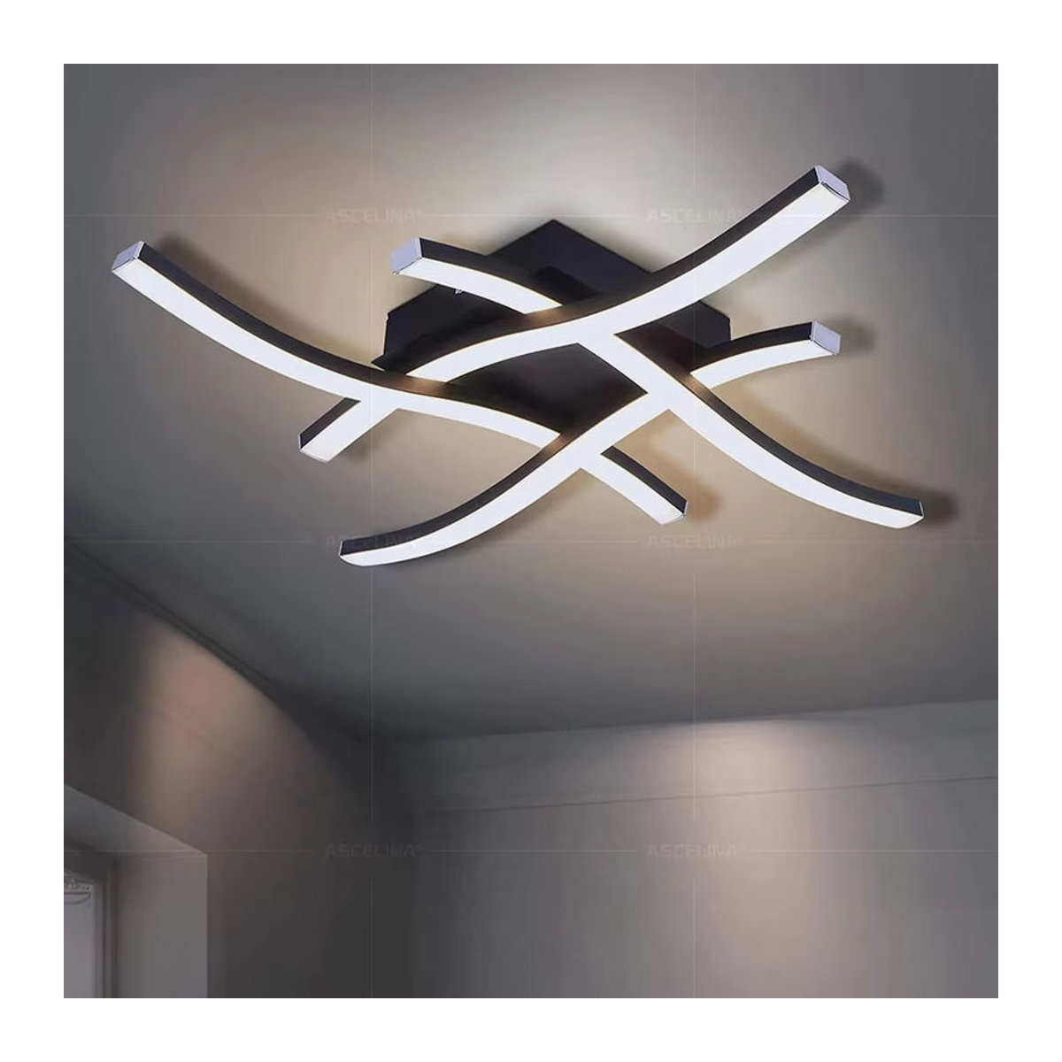 Moderne LED-Deckenlampe von DARHYN in Schwarz aus Aluminium mit Wellenform - Bild 3