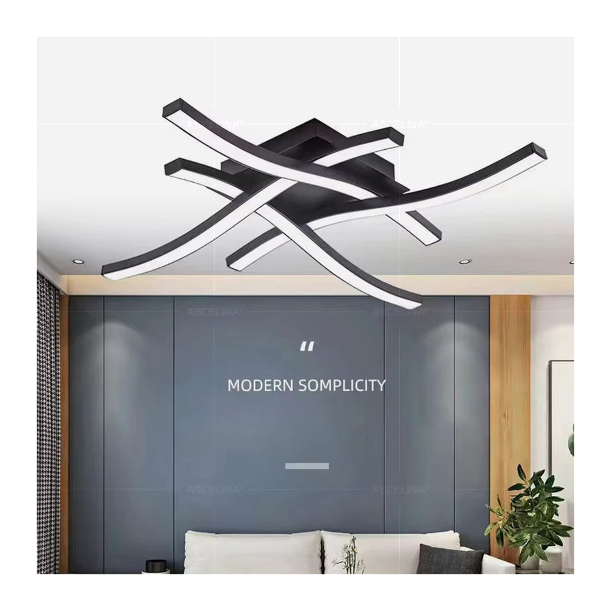 Moderne LED-Deckenlampe von DARHYN in Schwarz aus Aluminium mit Wellenform - Bild 4