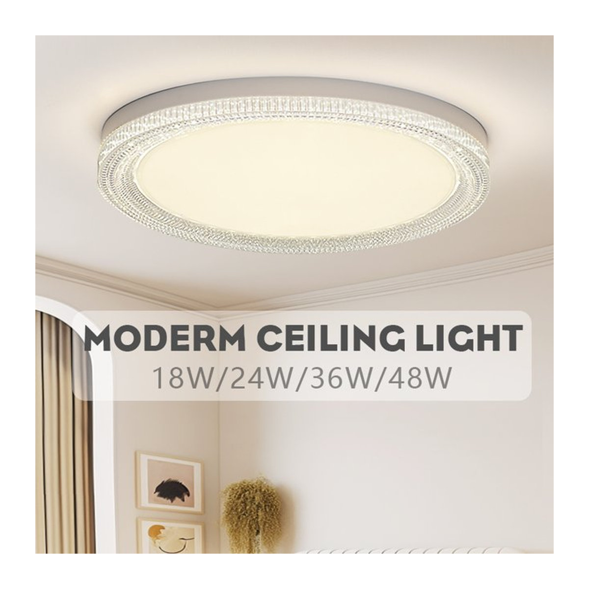 Moderne LED-Deckenlampe von MING&BEN in Silber, 48 W - Bild 1