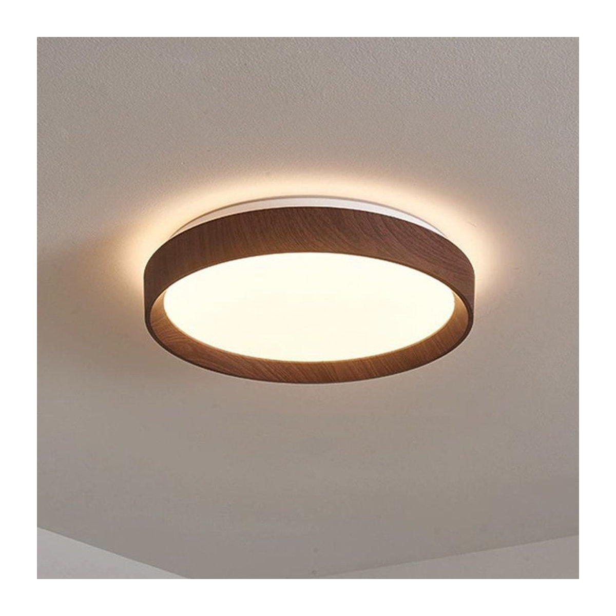 Moderne LED-Deckenlampe von vecli in Walnuss mit Holzoptik - Bild 1