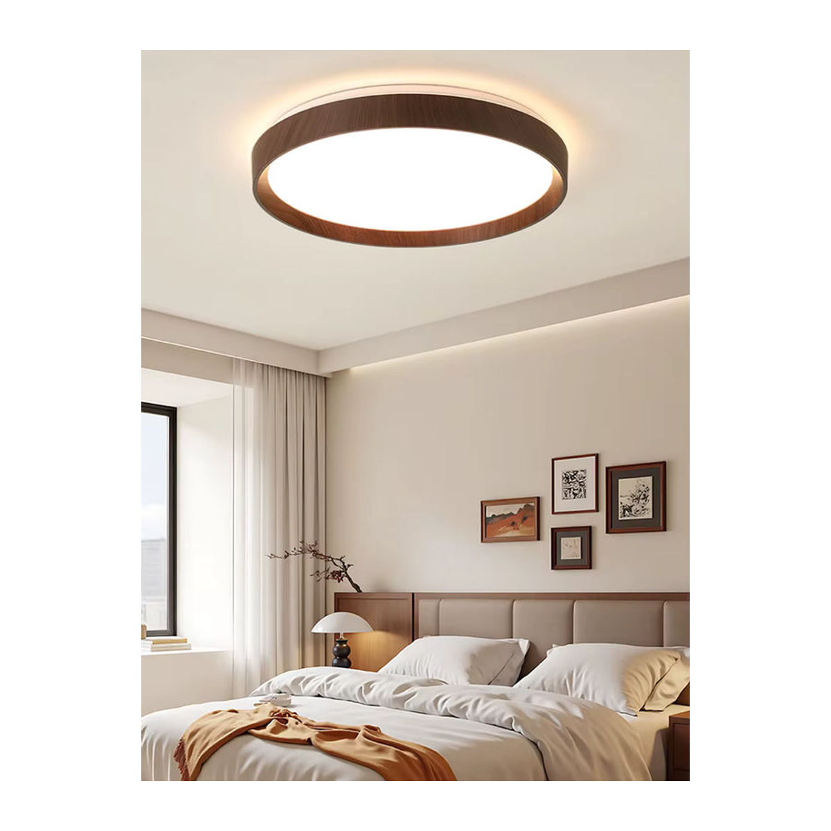 Moderne LED-Deckenlampe von vecli in Walnuss mit Holzoptik - Bild 3