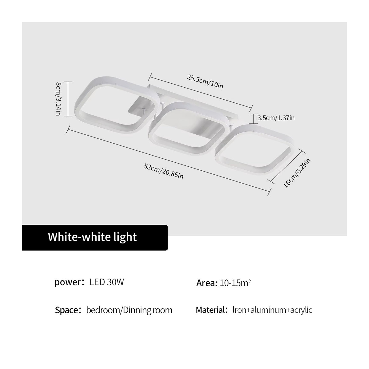 Moderne LED-Deckenleuchte aus Acryl in Weiß mit kaltweißem Licht - Bild 2