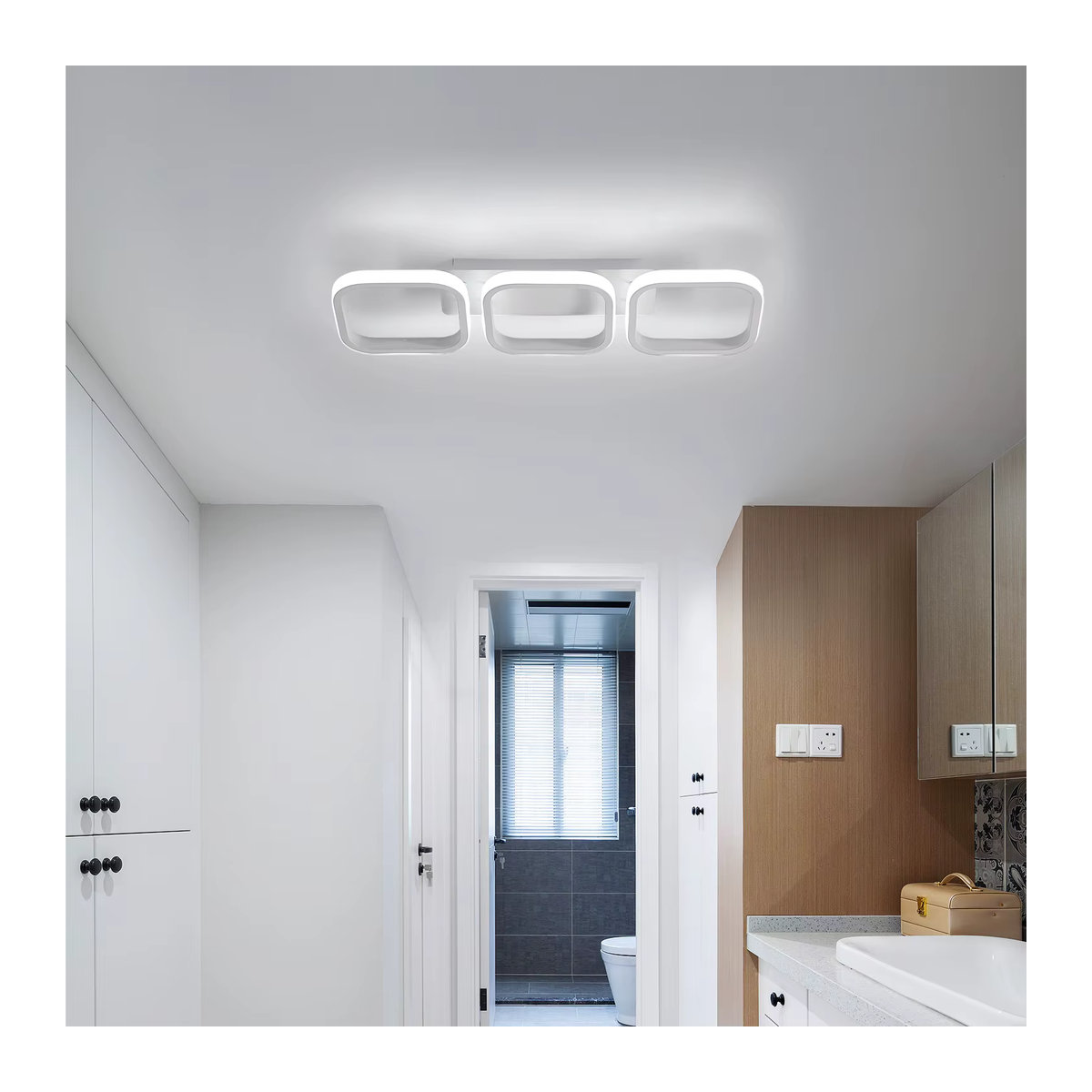 Moderne LED-Deckenleuchte aus Acryl in Weiß mit kaltweißem Licht - Bild 3