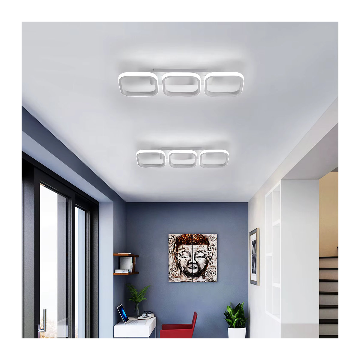 Moderne LED-Deckenleuchte aus Acryl in Weiß mit kaltweißem Licht - Bild 4