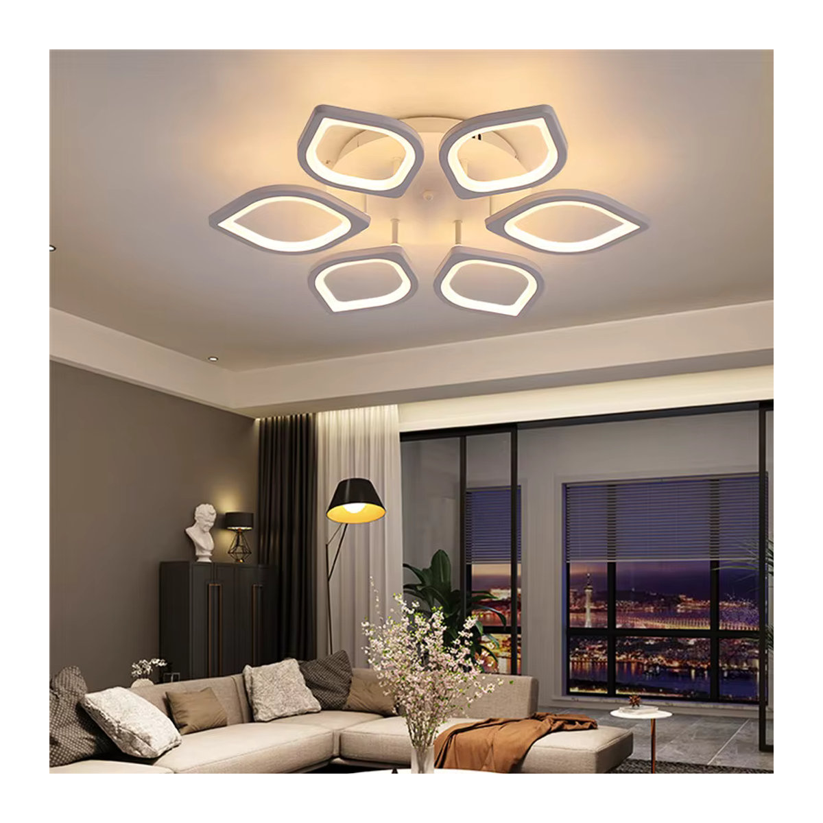 Moderne LED Deckenleuchte aus Acryl von VETRULUS in Weiß als Kronleuchter für Wohnzimmer, Esszimmer oder Schlafzimmer - Bild 2