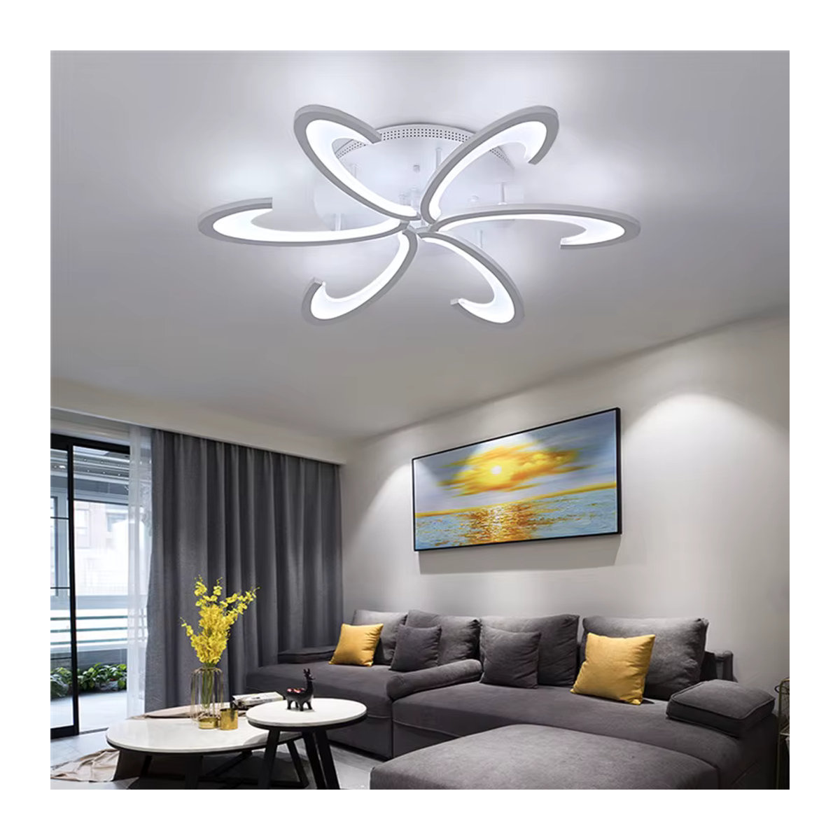 Moderne LED Deckenleuchte aus Acryl von VETRULUS in Weiß als Kronleuchter für Wohnzimmer, Esszimmer oder Schlafzimmer - Bild 3