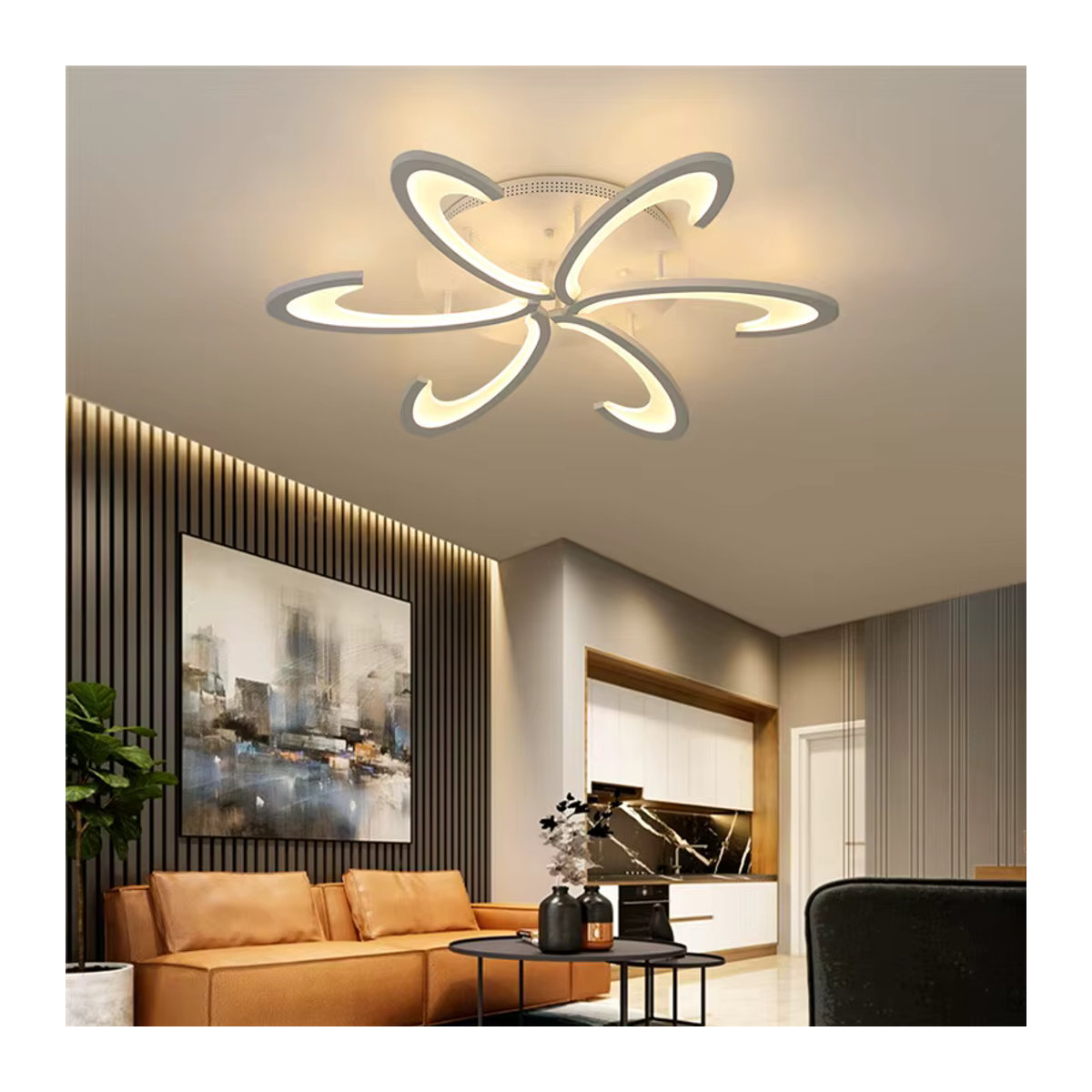 Moderne LED Deckenleuchte aus Acryl von VETRULUS in Weiß als Kronleuchter für Wohnzimmer, Esszimmer oder Schlafzimmer - Bild 4