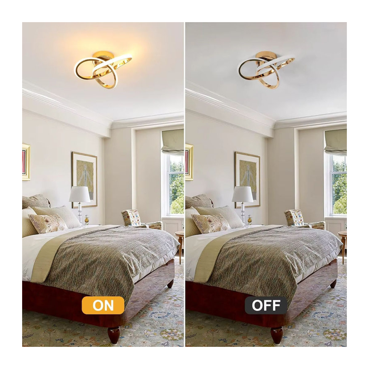Moderne LED-Deckenleuchte aus Aluminium in Gold mit 22 W und 2500 LM, warmweißes Licht - Bild 3