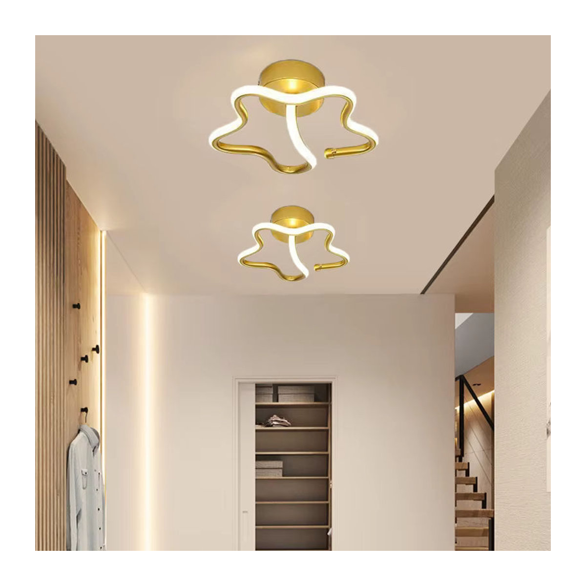 Moderne LED-Deckenleuchte aus Aluminium von CETANT in Gold für Wohnzimmer, Schlafzimmer und Flur - Bild 2