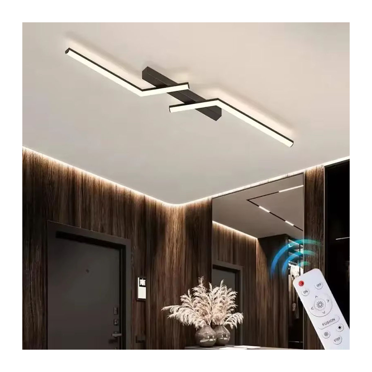 Moderne LED Deckenleuchte DARHYN in Gold und Schwarz mit warmweißem Licht für Wohnzimmer, Esszimmer oder Schlafzimmer - Bild 2