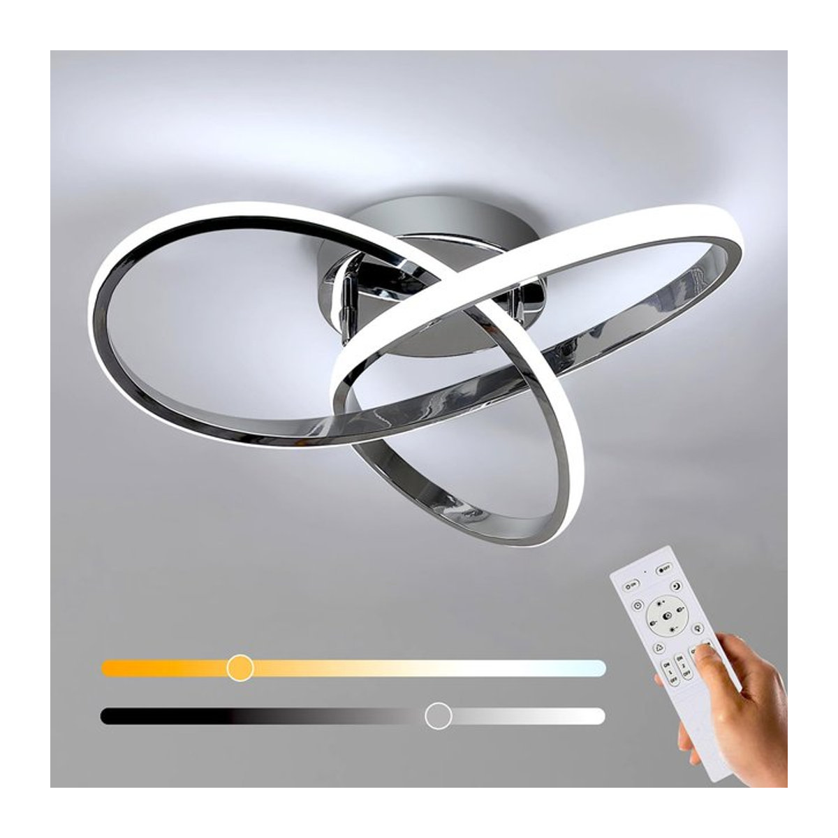 Moderne LED-Deckenleuchte in Blumendesign mit 36 W in Chrom, Warmweiß, Durchmesser: 40 cm - Bild 1