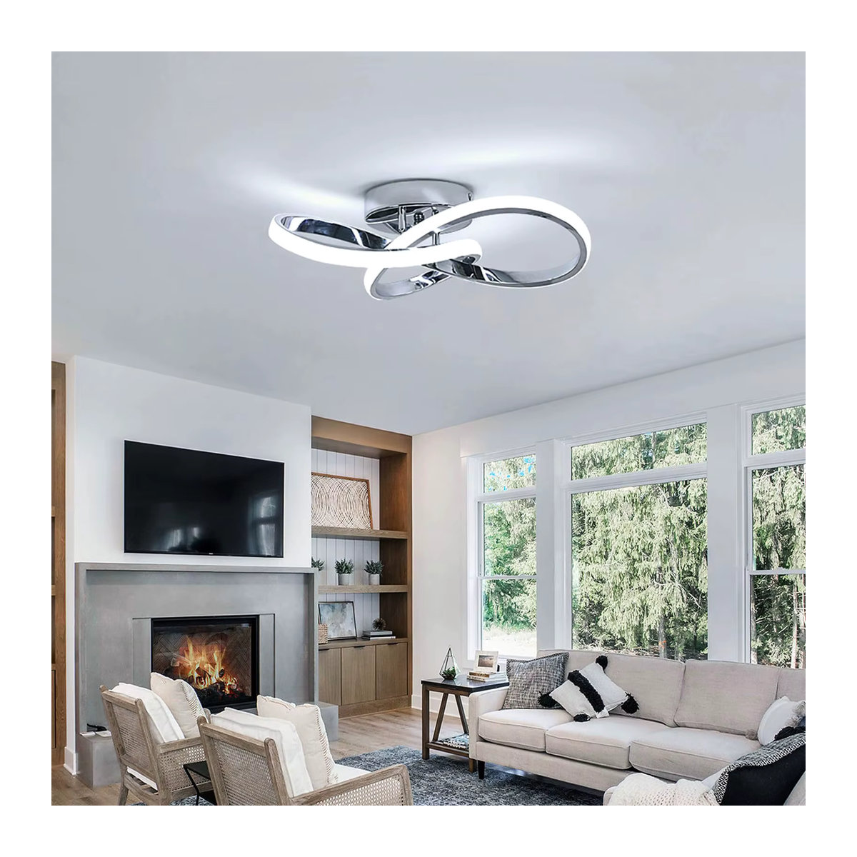Moderne LED-Deckenleuchte in Blumendesign mit 36 W in Chrom, Warmweiß, Durchmesser: 40 cm - Bild 3