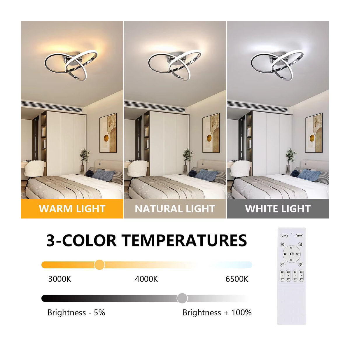 Moderne LED-Deckenleuchte in Blumendesign mit 36 W in Chrom, Warmweiß, Durchmesser: 40 cm - Bild 5