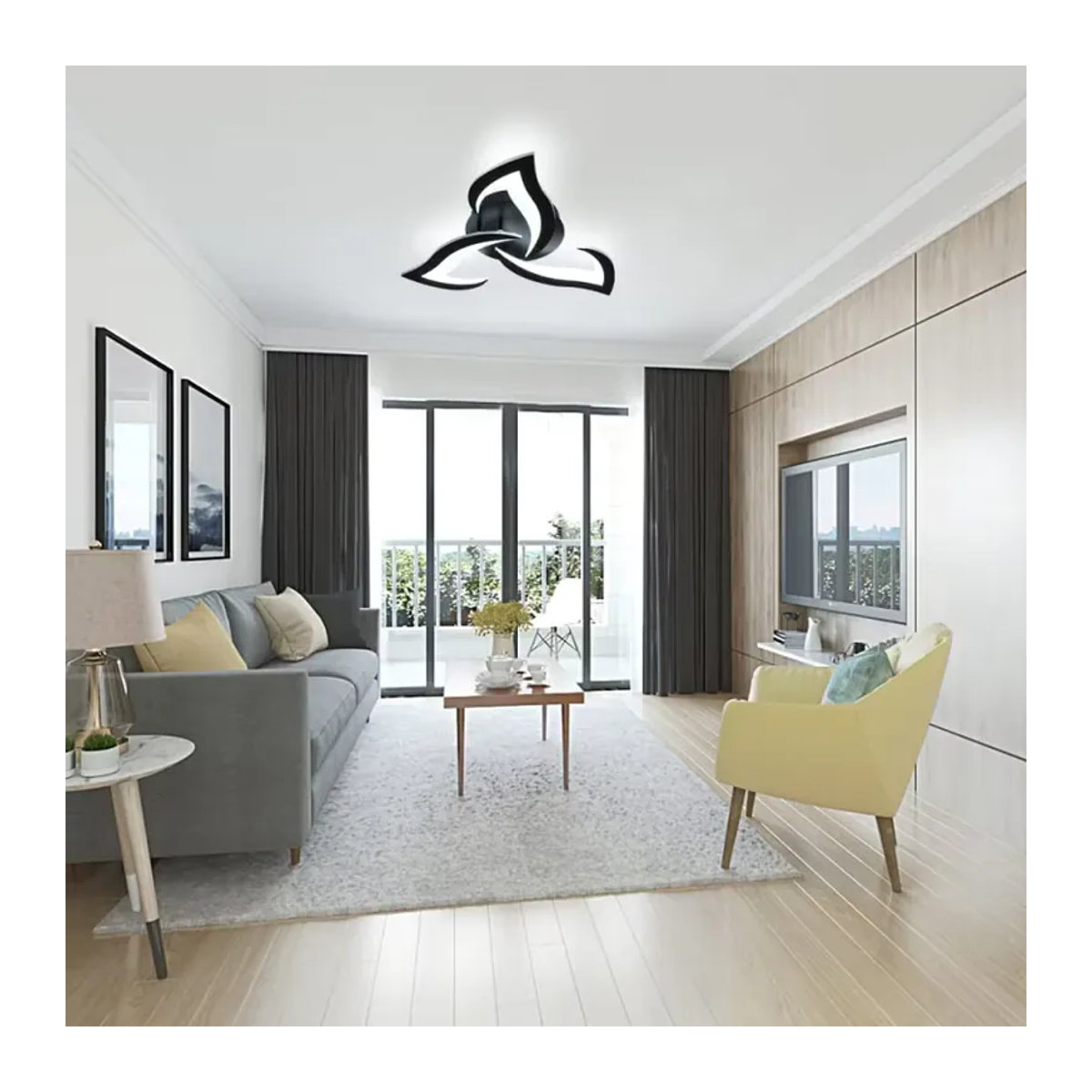 Moderne LED-Deckenleuchte in Blumenform aus Acryl, Schwarz, 36 W, Kaltweiß 6500 K, Durchmesser: 52 cm - Bild 3