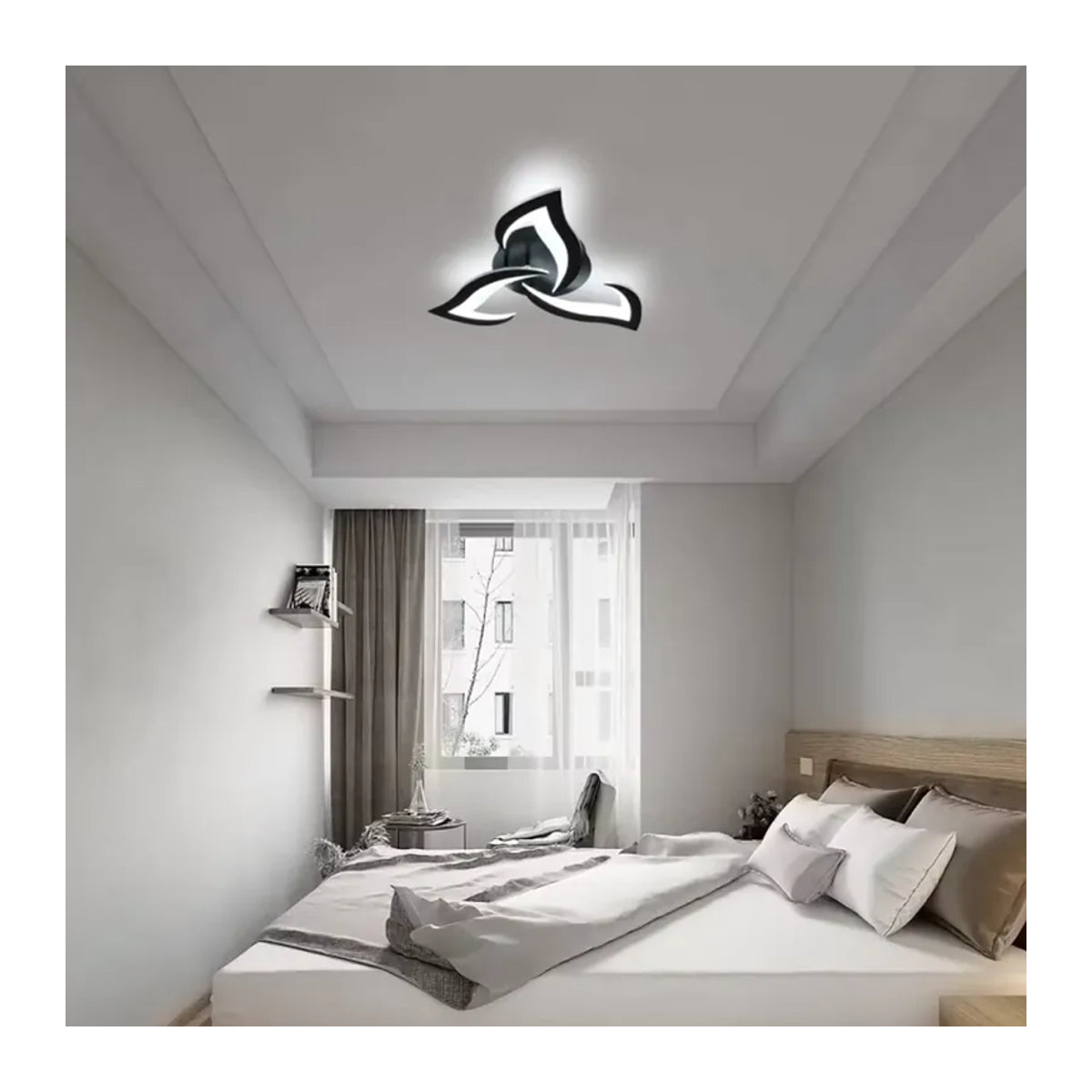 Moderne LED-Deckenleuchte in Blumenform aus Acryl, Schwarz, 36 W, Kaltweiß 6500 K, Durchmesser: 52 cm - Bild 4