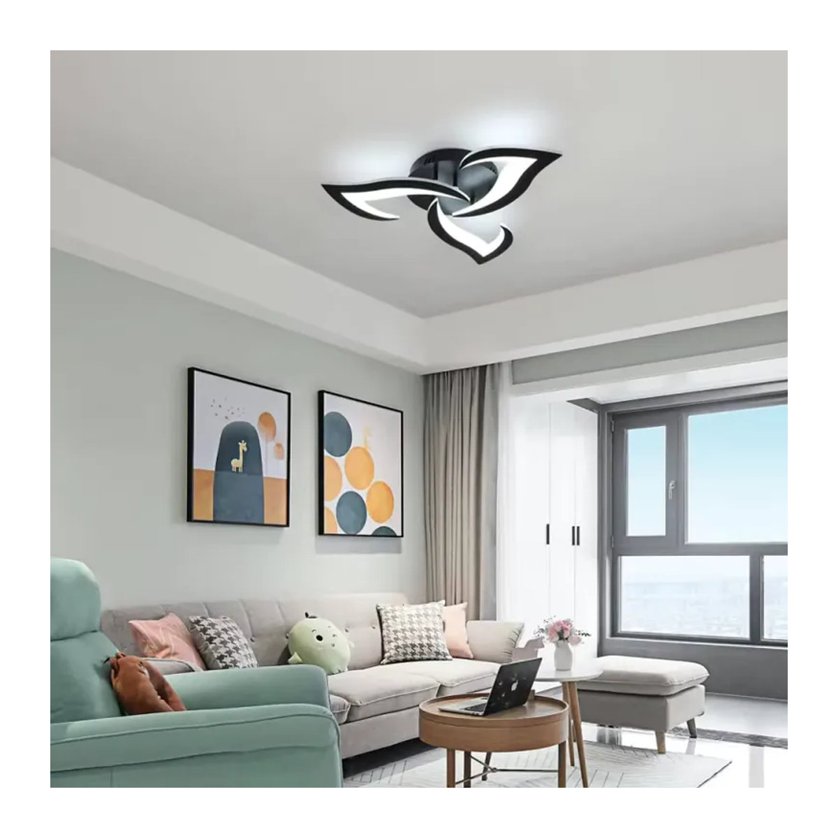 Moderne LED-Deckenleuchte in Blumenform aus Acryl, Schwarz, 36 W, Kaltweiß 6500 K, Durchmesser: 52 cm - Bild 5