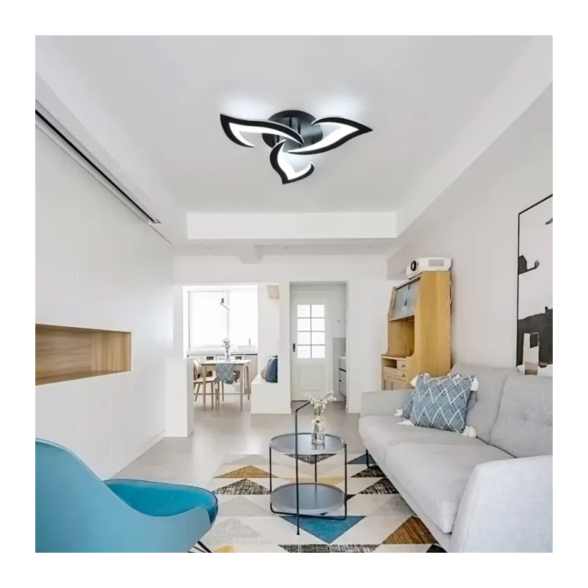 Moderne LED-Deckenleuchte in Blumenform aus Acryl, Schwarz, 36 W, Kaltweiß 6500 K, Durchmesser: 52 cm - Bild 6