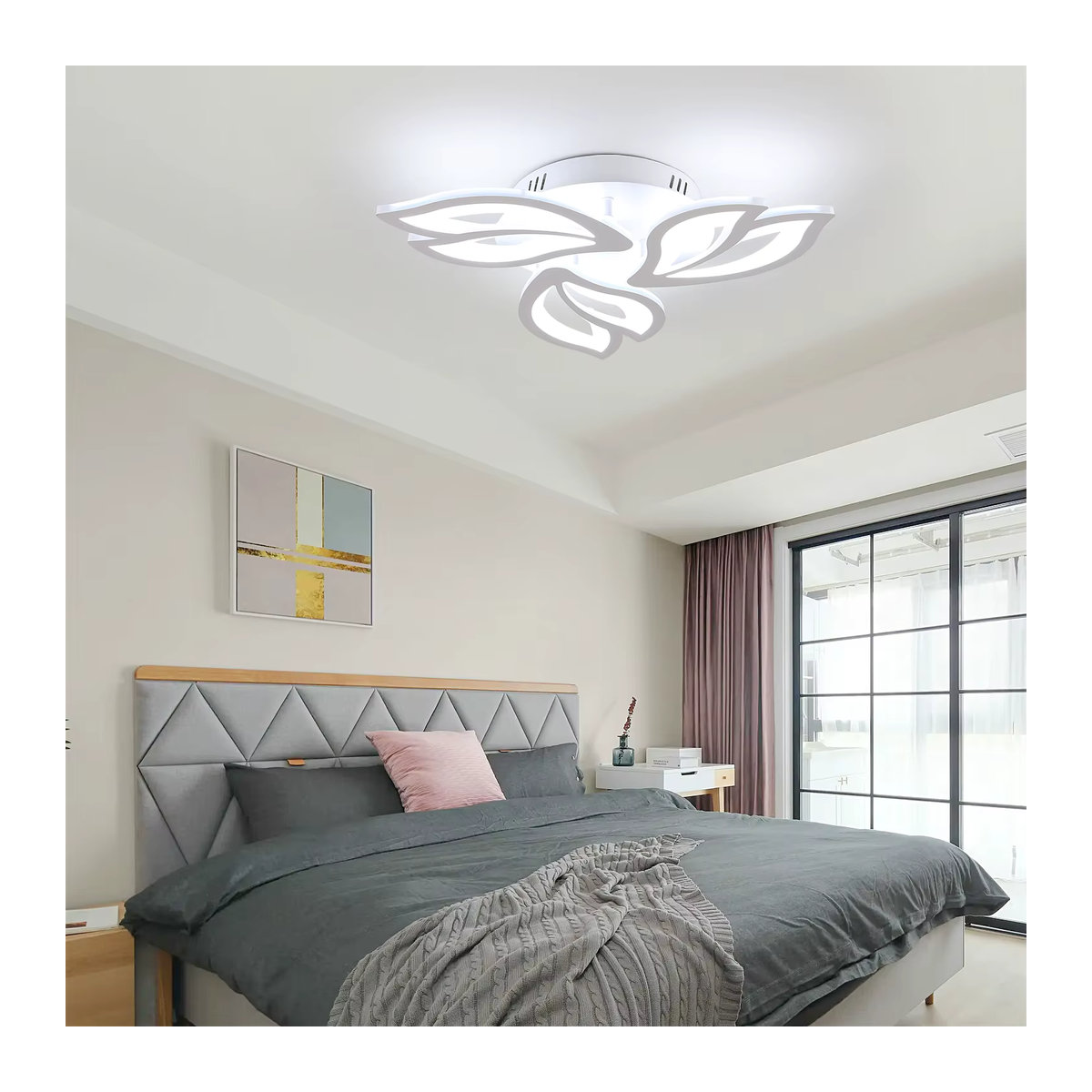 Moderne LED-Deckenleuchte in Blütenblatt-Optik mit 3 Köpfen aus Acryl, 40 W, Weiß, Kaltweiß 6500 K - Bild 3