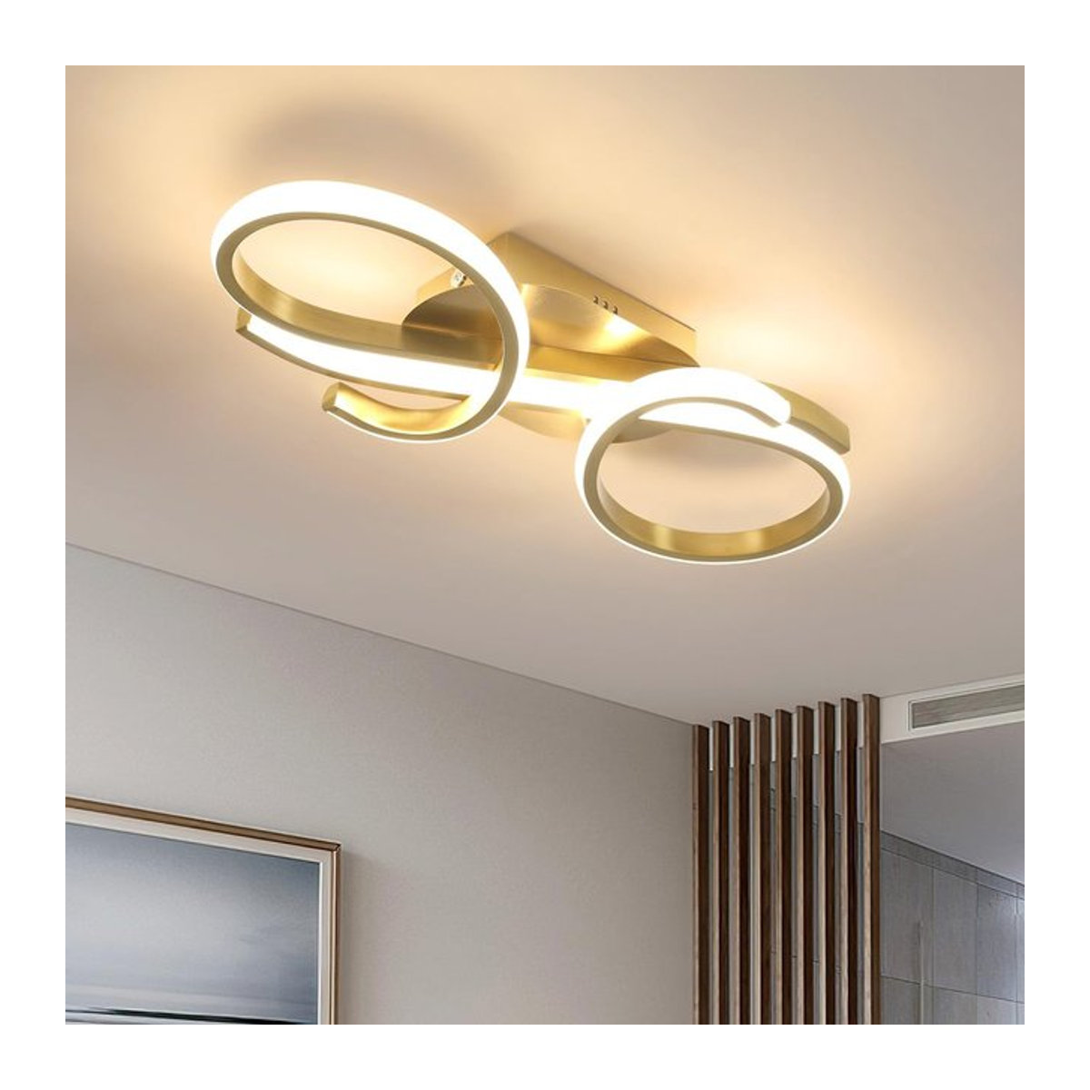 Moderne LED-Deckenleuchte in Gold mit 36 W und warmweißem Licht aus Acryl für dein Schlafzimmer - Bild 1