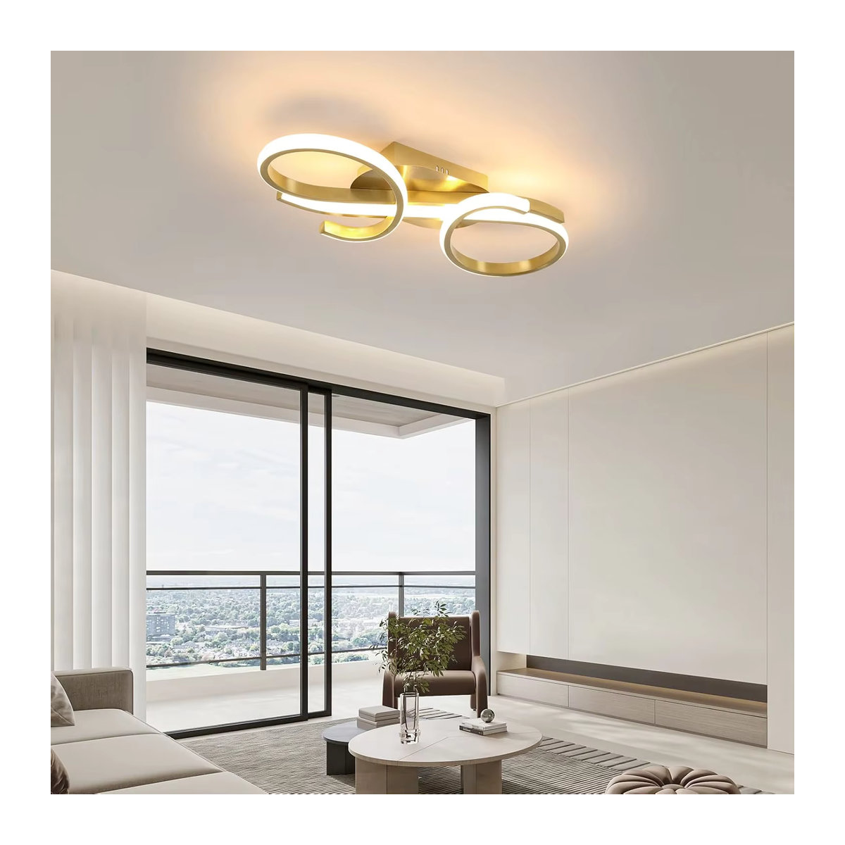 Moderne LED-Deckenleuchte in Gold mit 36 W und warmweißem Licht aus Acryl für dein Schlafzimmer - Bild 3