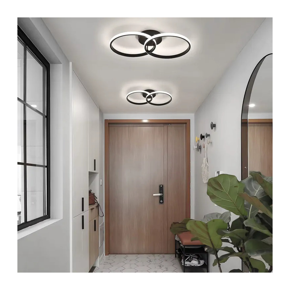 Moderne LED Deckenleuchte in Schwarz mit Doppelring und neutralweißem Licht 4000K aus Metall - Bild 5