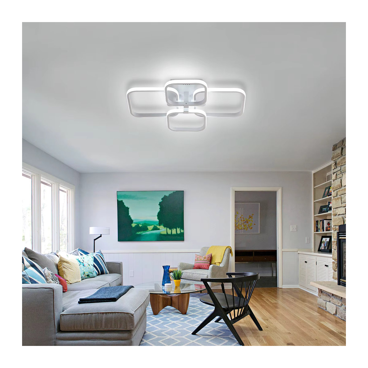Moderne LED-Deckenleuchte in Weiß mit 60W und Kaltweiß für dein Wohnzimmer - Bild 4